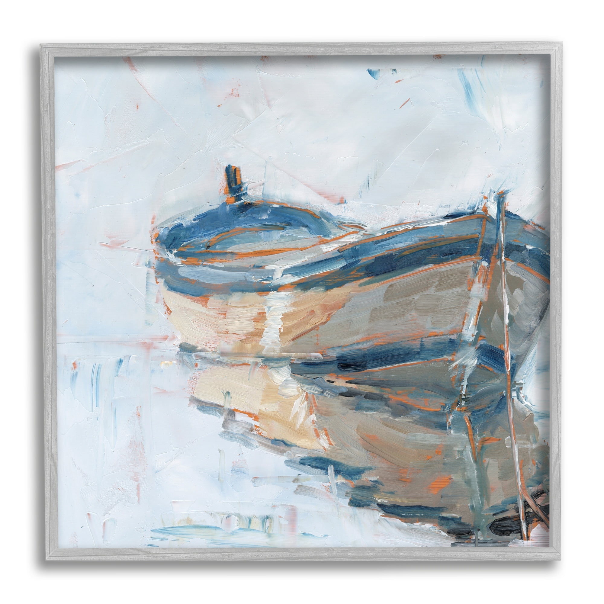 Stupell Industries Abandoned Paddling Watercraft Quiet Icy Ocean,17 x 17, Design by Ethan Harper