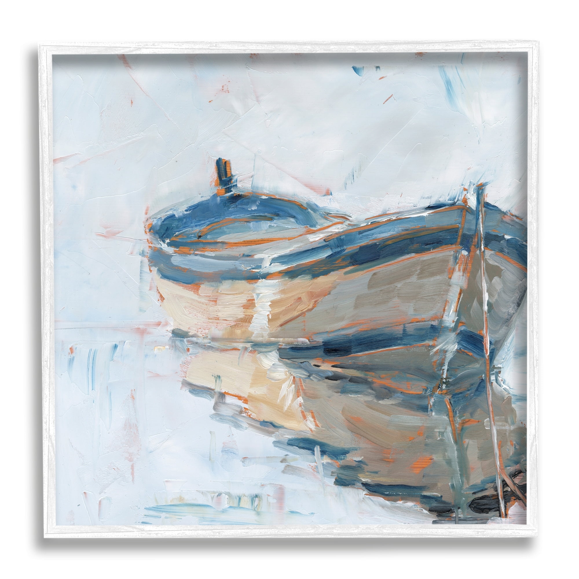 Stupell Industries Abandoned Paddling Watercraft Quiet Icy Ocean,17 x 17, Design by Ethan Harper