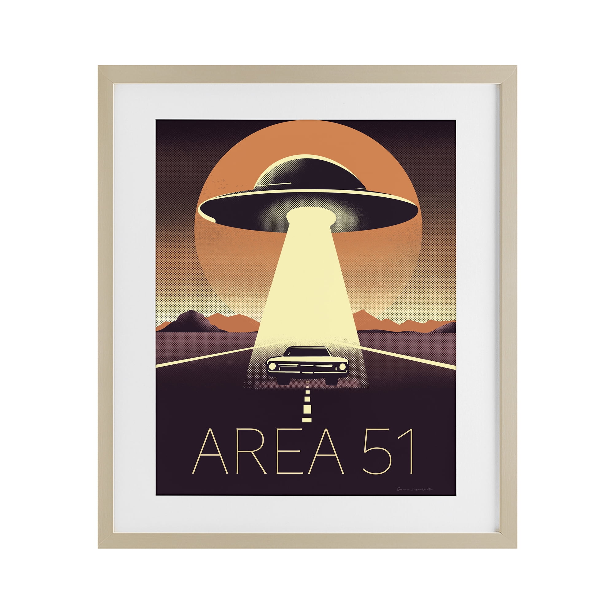 Stupell Industries Abduction On The Road Birch Framed Print Under Glass, design by Omar Escalante