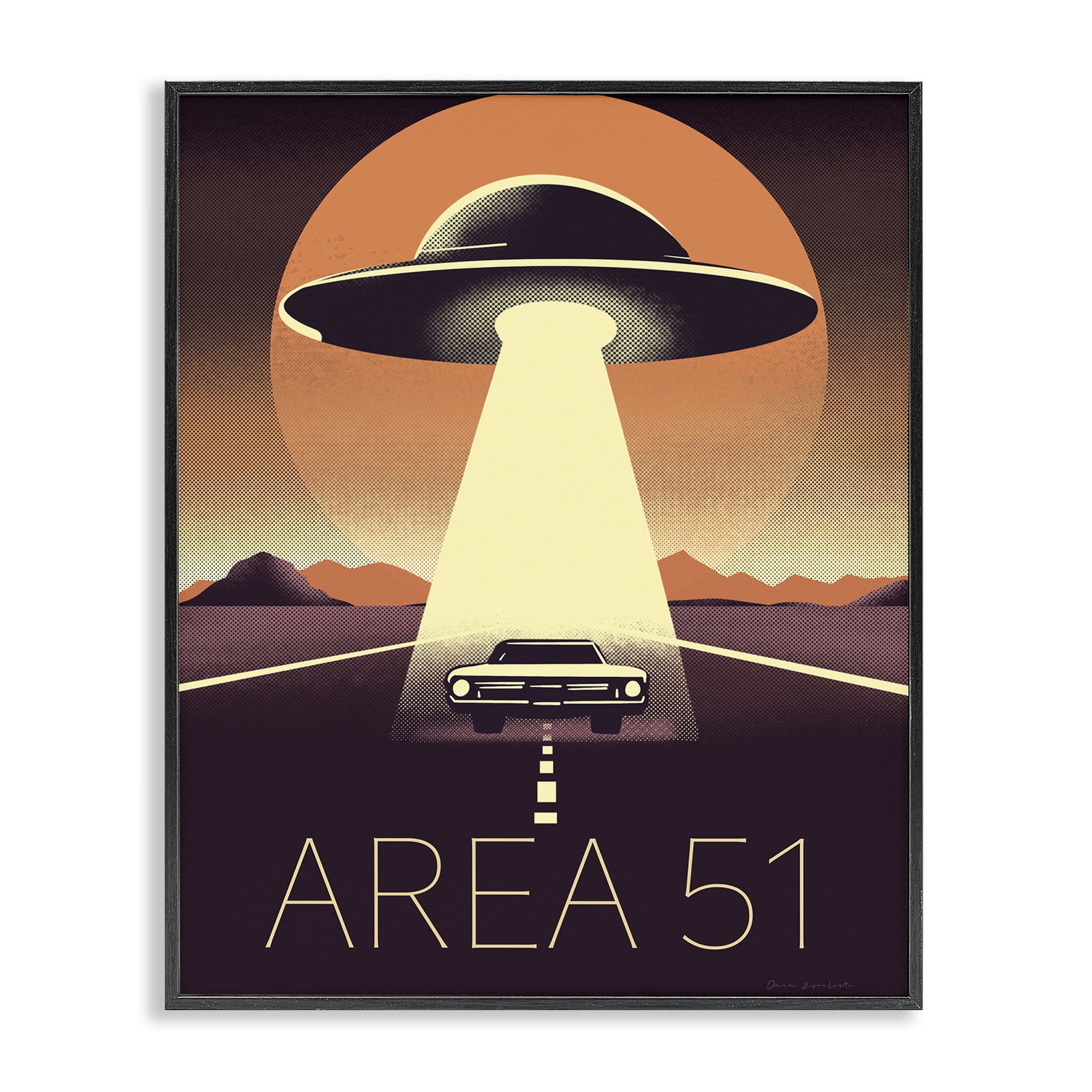 Stupell Industries Abduction On The Road Black Framed Giclee Art, design by Omar Escalante
