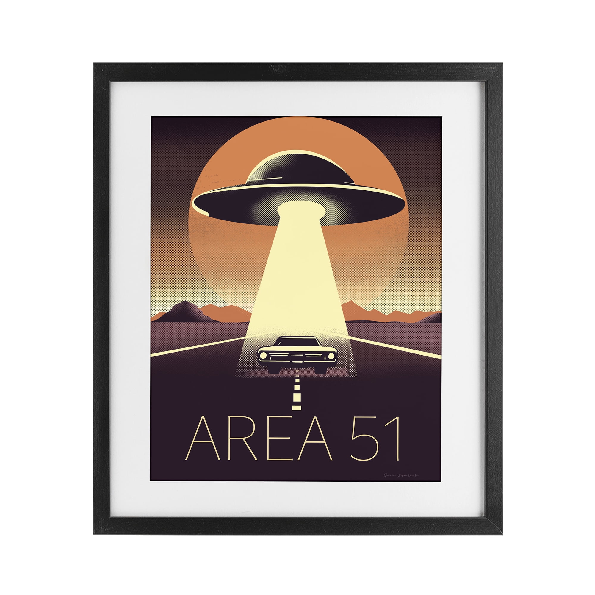 Stupell Industries Abduction On The Road Black Framed Print Under Glass, design by Omar Escalante