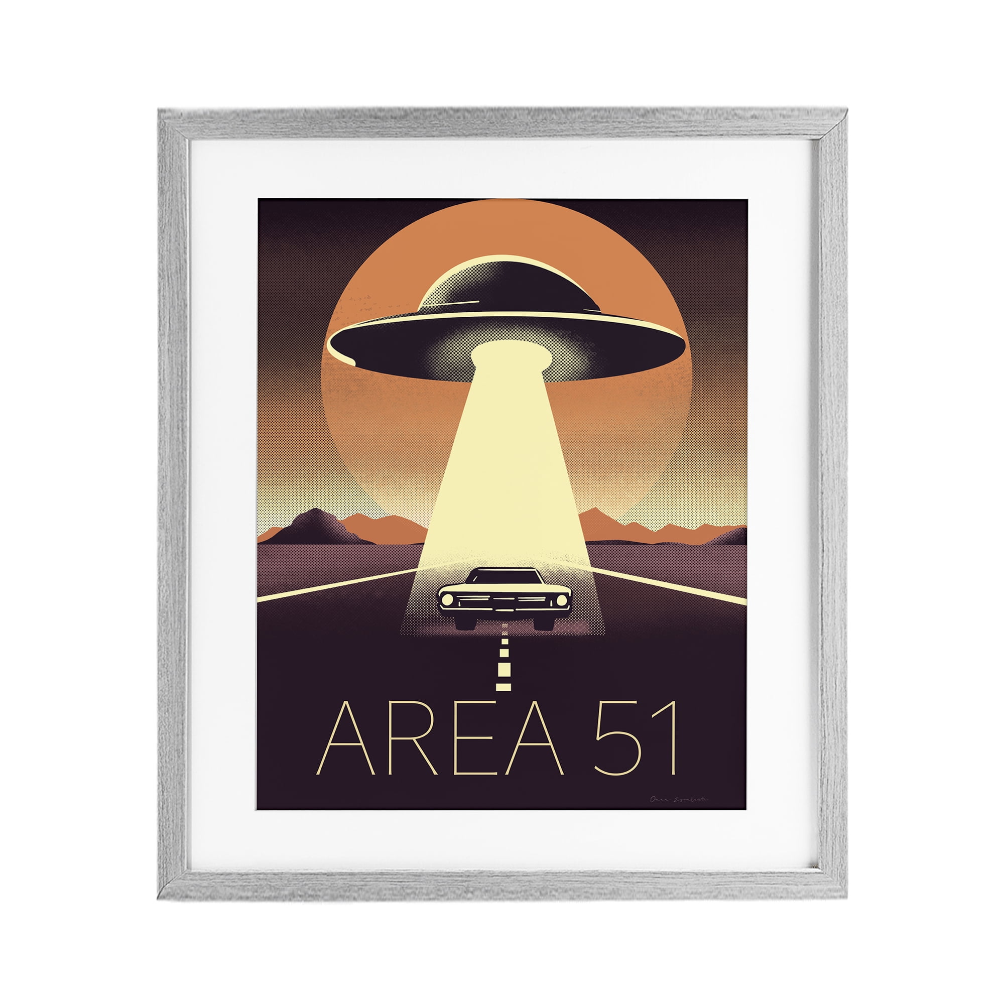 Stupell Industries Abduction On The Road Gray Framed Print Under Glass, design by Omar Escalante
