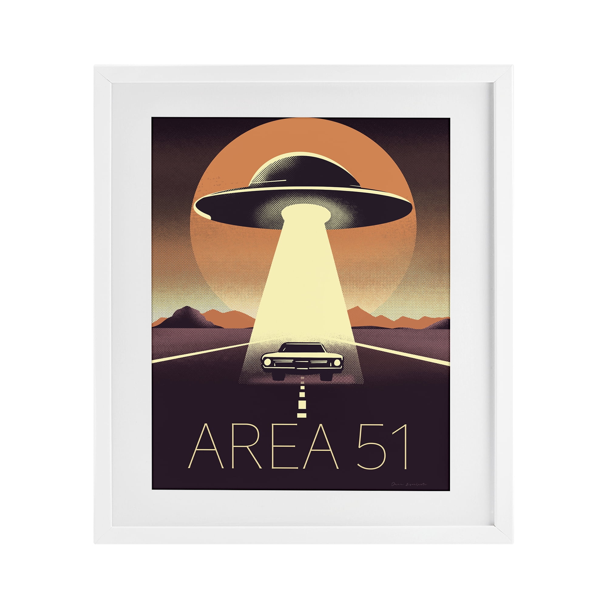 Stupell Industries Abduction On The Road White Framed Print Under Glass, design by Omar Escalante