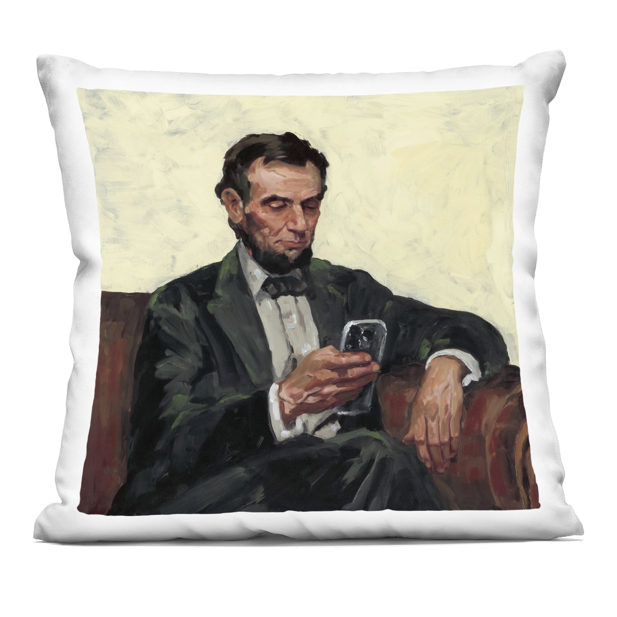 Stupell Industries Abe & Cell Phone Portrait Decorative Printed Throw Pillow, design by Studio Bautista, 18 x 7 x 18