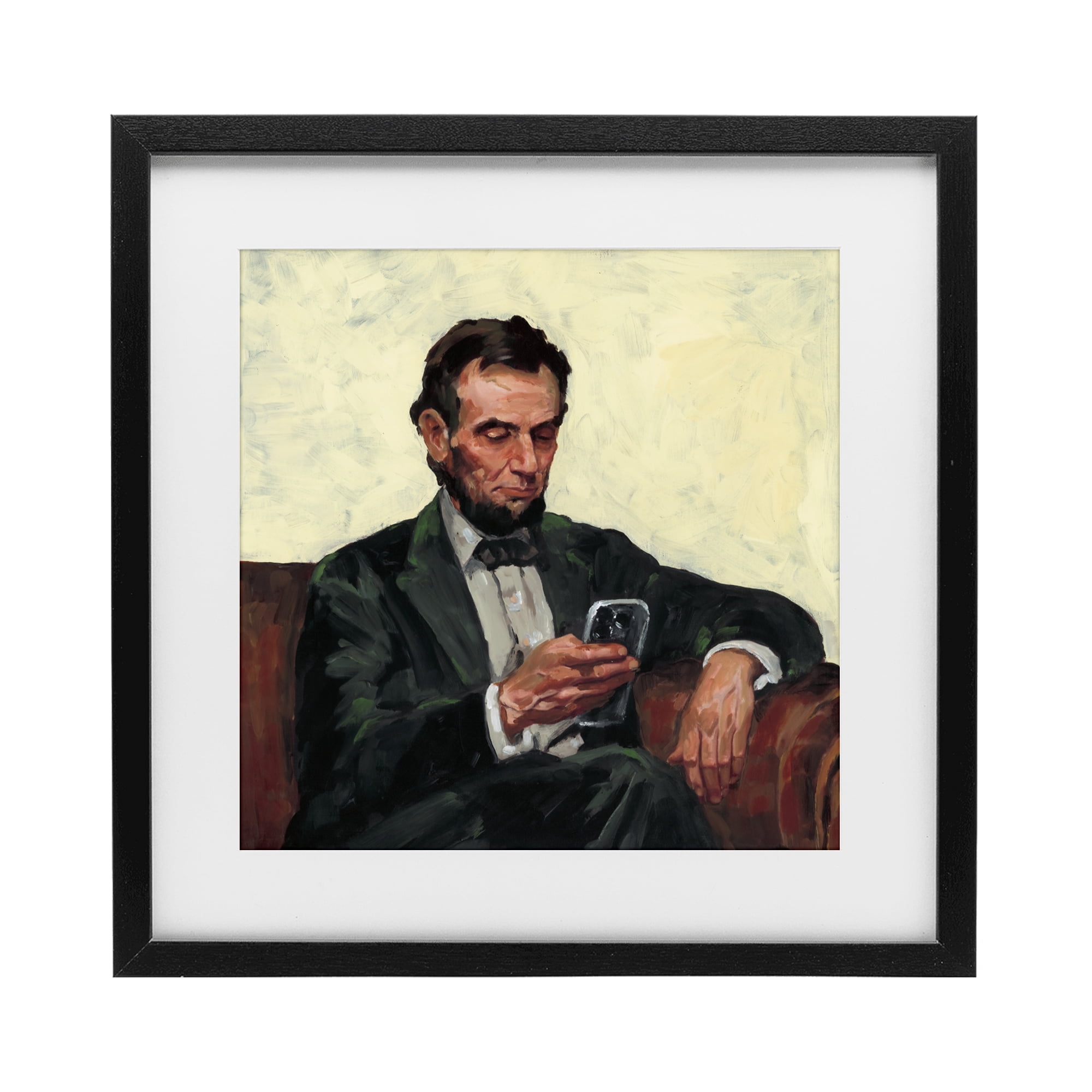 Stupell Industries Abe with Cellphone Black Framed Print Under Glass, design by Studio Bautista