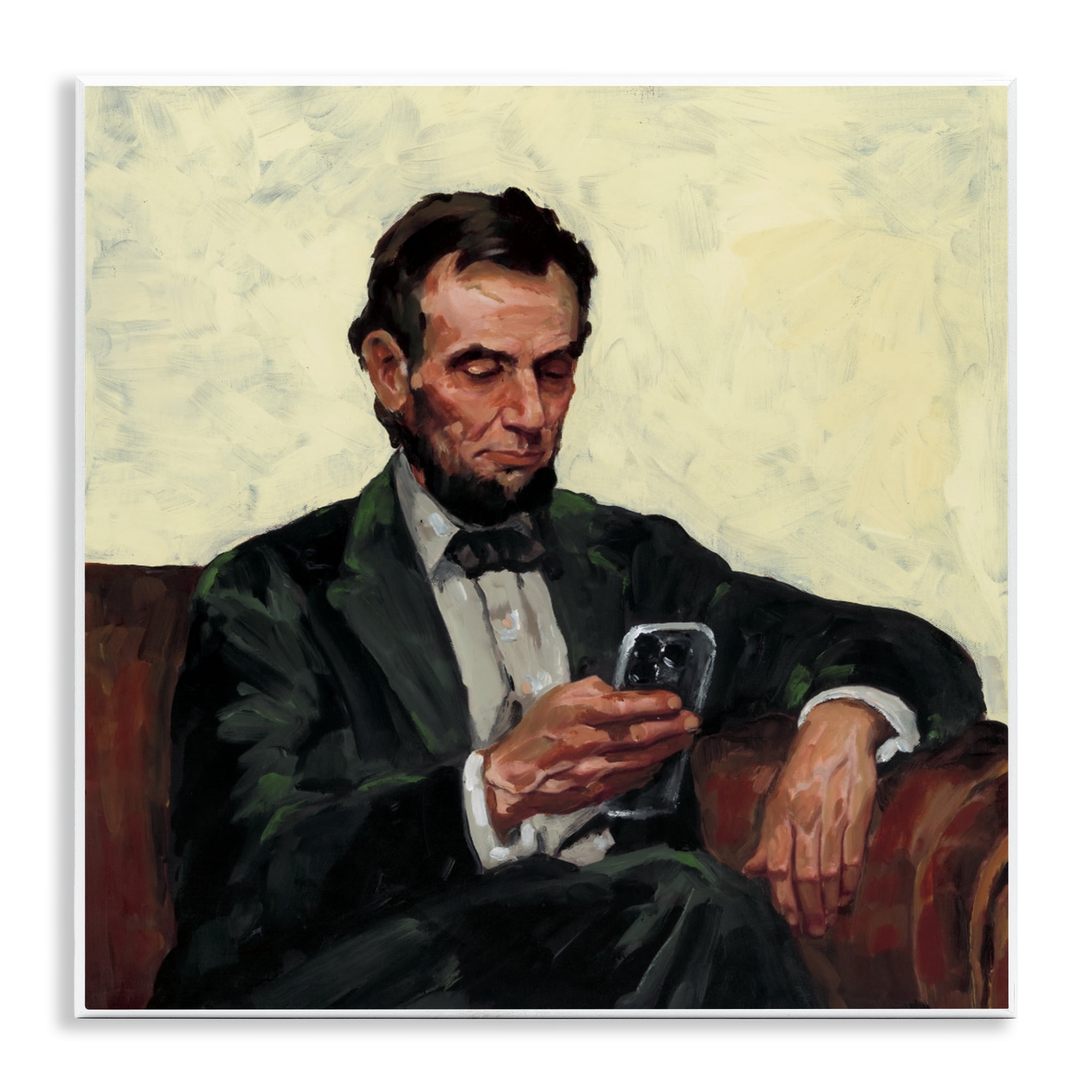 Stupell Industries Abe with Cellphone Wall Plaque Art, design by Studio Bautista