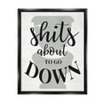 thumbnail image 1 of Stupell Industries About To Go Down Funny Bathroom Family Home Word Design Jet Black Framed Floating Canvas Wall Art, 24x30, by Daphne Polselli, 1 of 4