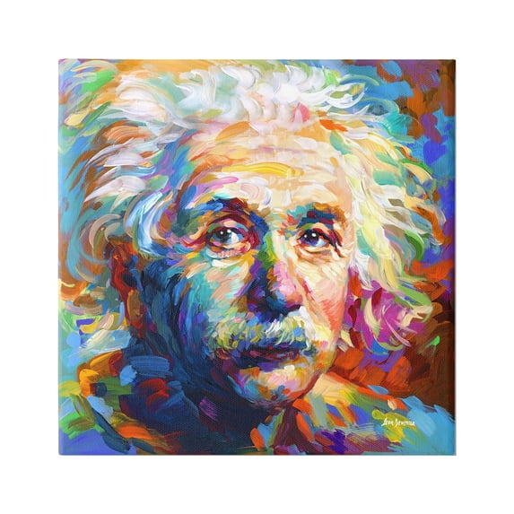 Stupell Industries Abstract Albert Einstein Portrait Abstract Painting Gallery Wrapped Canvas Art Print Wall Art, 36 x 36