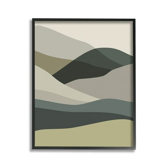 Stupell Industries Abstract Alternating Hills Landscape Painting Black Framed Art Print Wall Art, 11 x 14