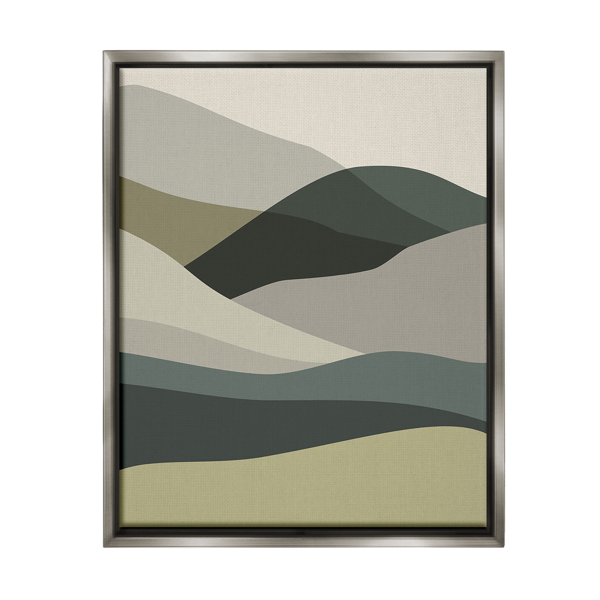 Stupell Industries Abstract Alternating Hills Landscape Painting Gray Floater Framed Canvas Art Print Wall Art, 25 x 31