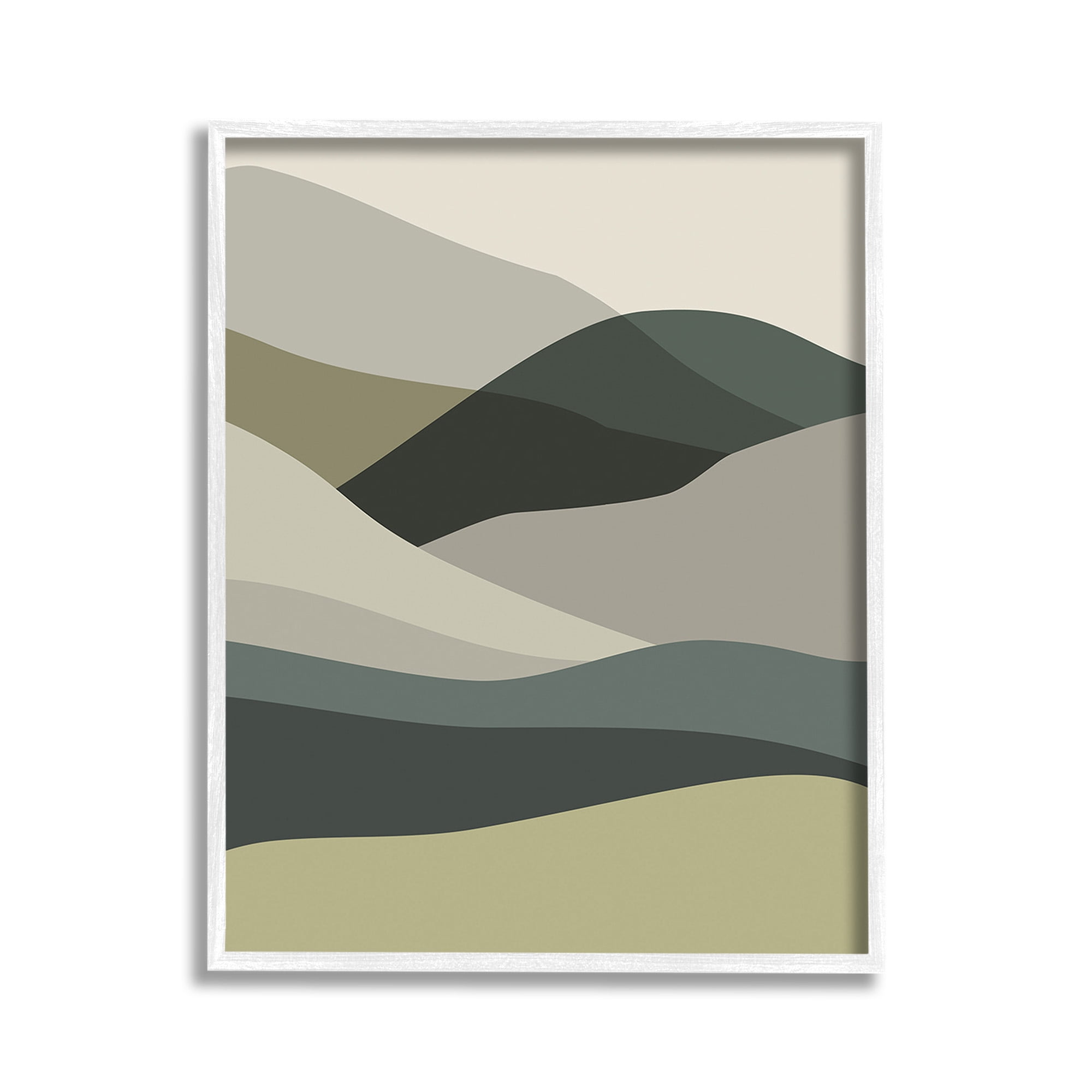 Stupell Industries Abstract Alternating Hills Landscape Painting White Framed Art Print Wall Art, 11 x 14