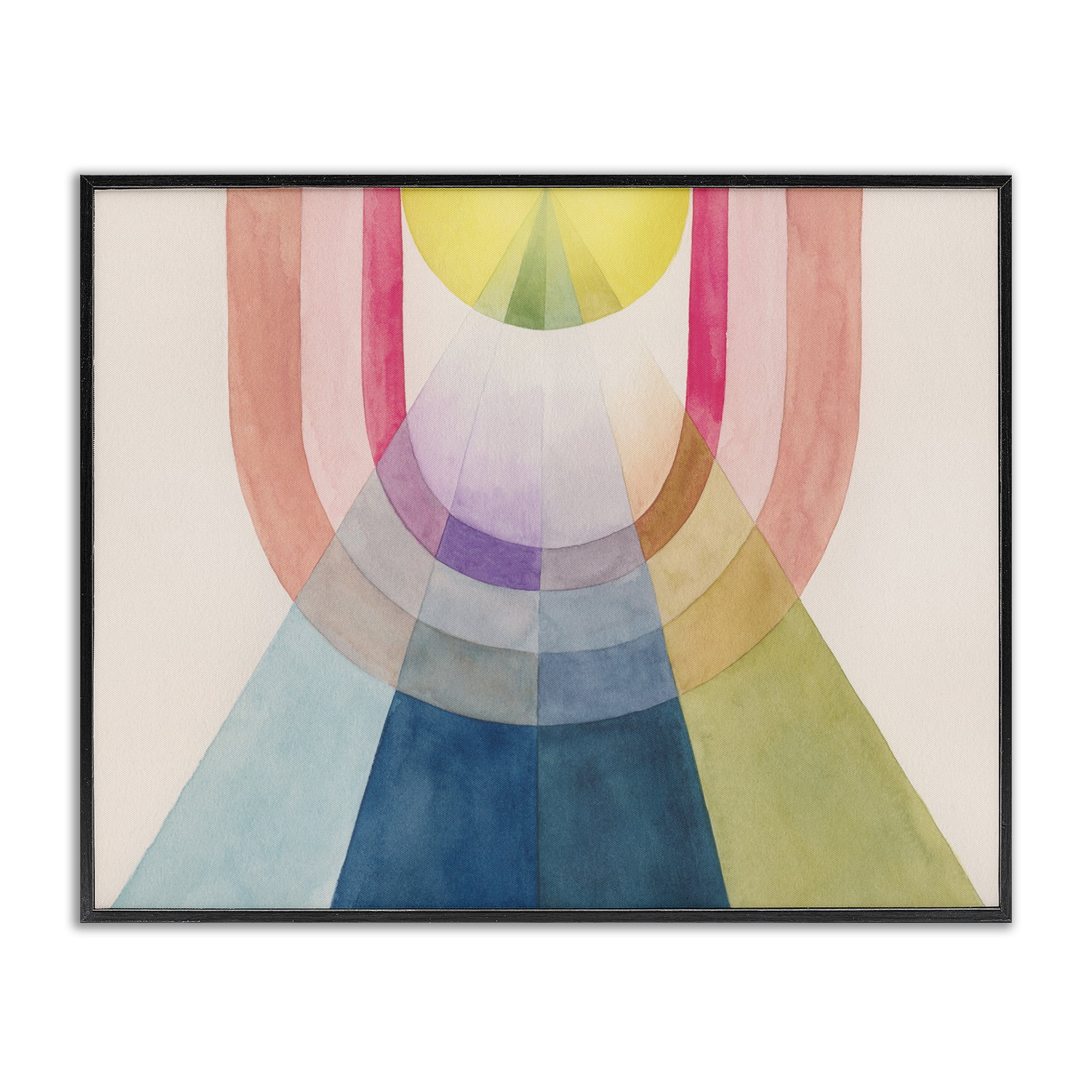 Stupell Industries Abstract Arches & Rays Abstract Painting Black Framed Art Print Wall Art, 30 x 24