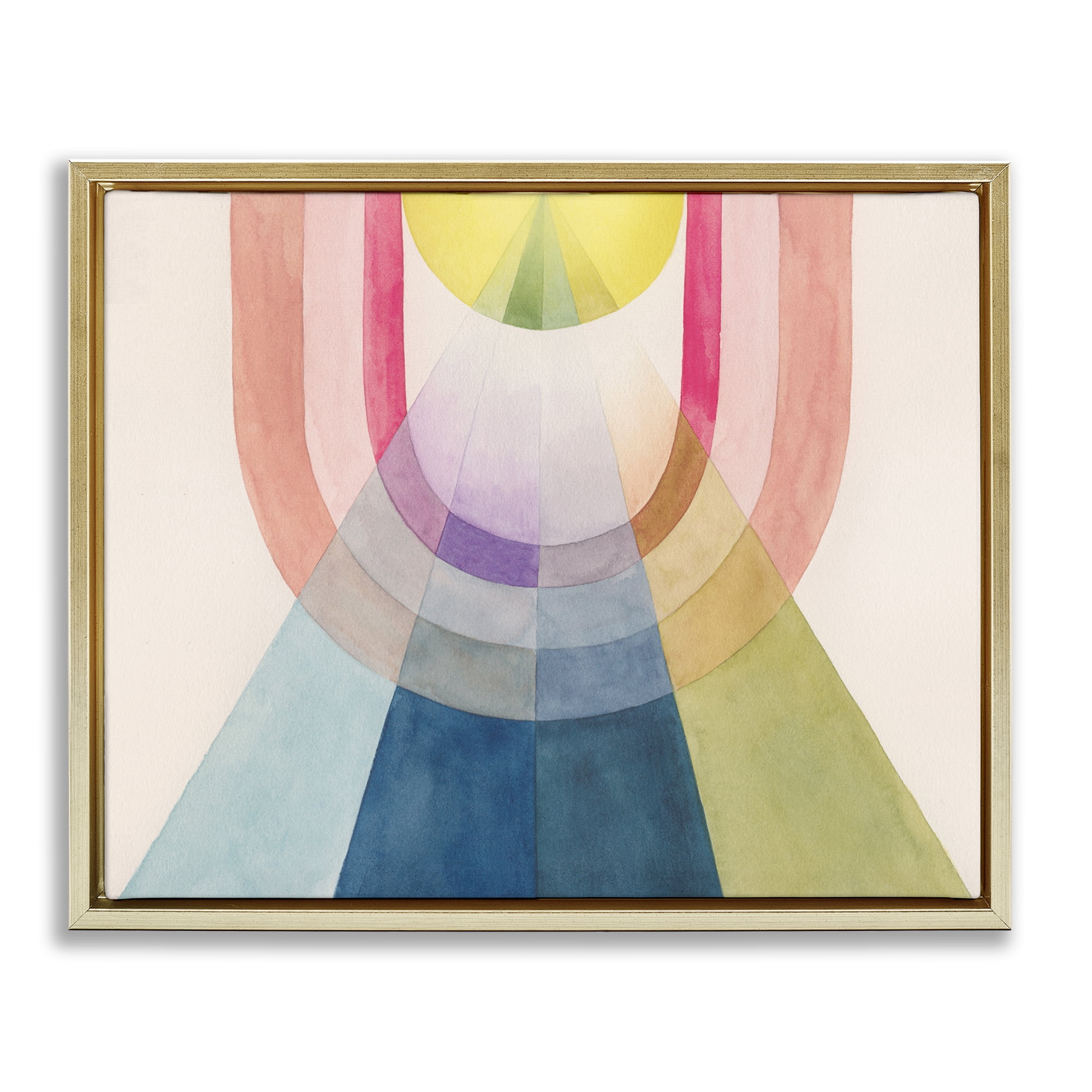 Stupell Industries Abstract Arches & Rays Abstract Painting Gold Floater Framed Canvas Art Print Wall Art, 21 x 17