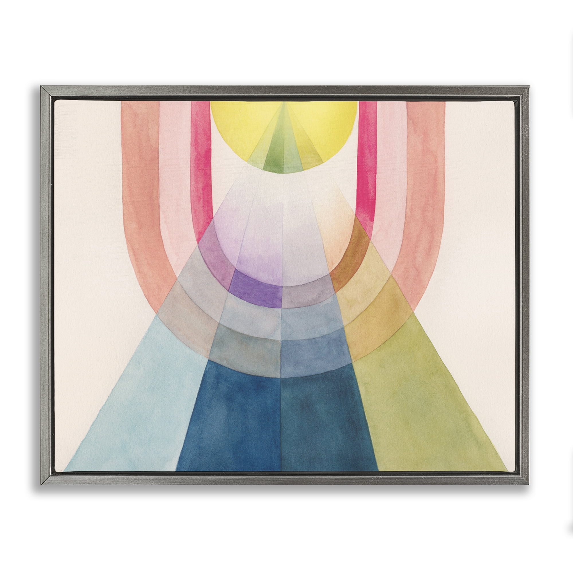 Stupell Industries Abstract Arches & Rays Abstract Painting Gray Floater Framed Canvas Art Print Wall Art, 21 x 17