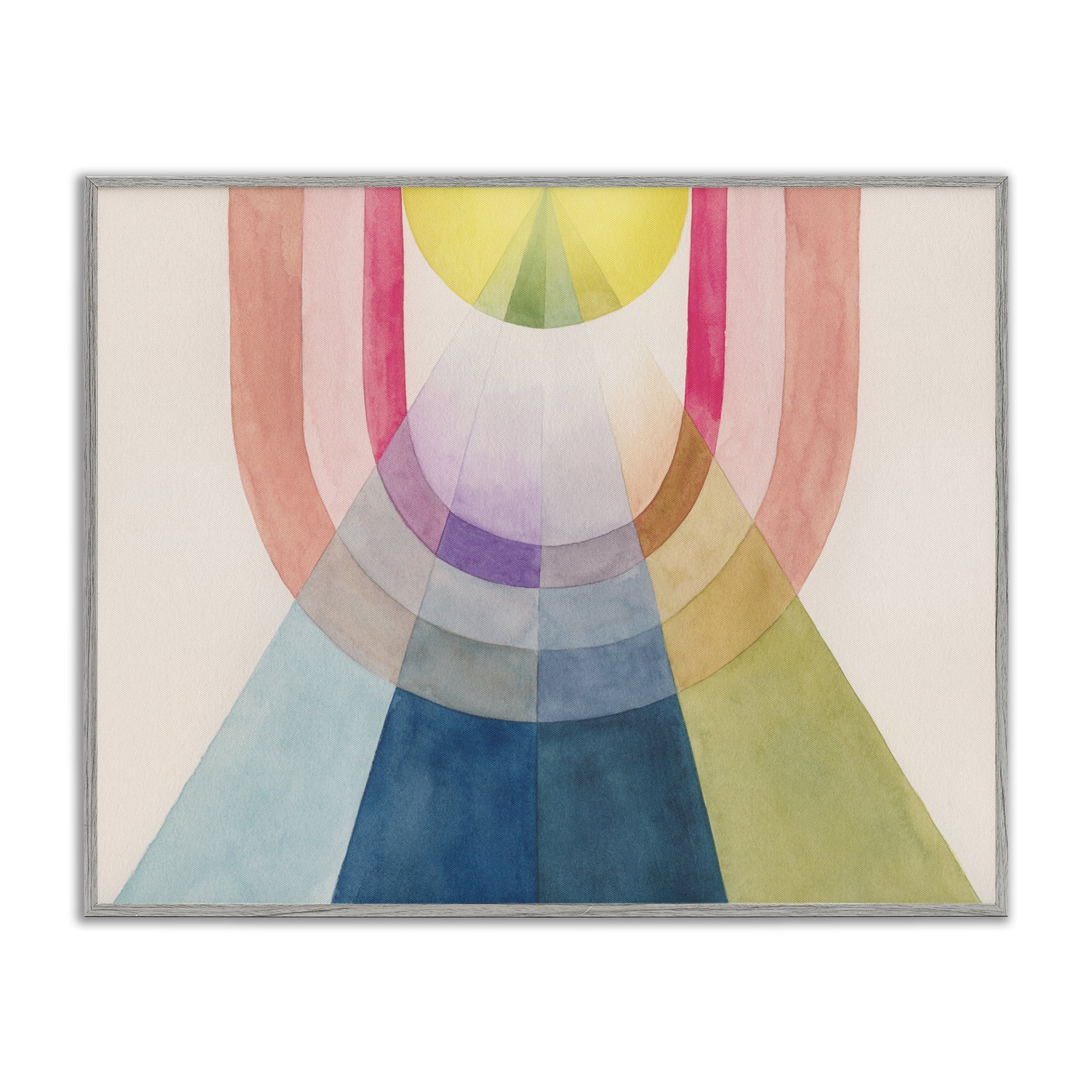 Stupell Industries Abstract Arches & Rays Abstract Painting Gray Framed Art Print Wall Art, 30 x 24