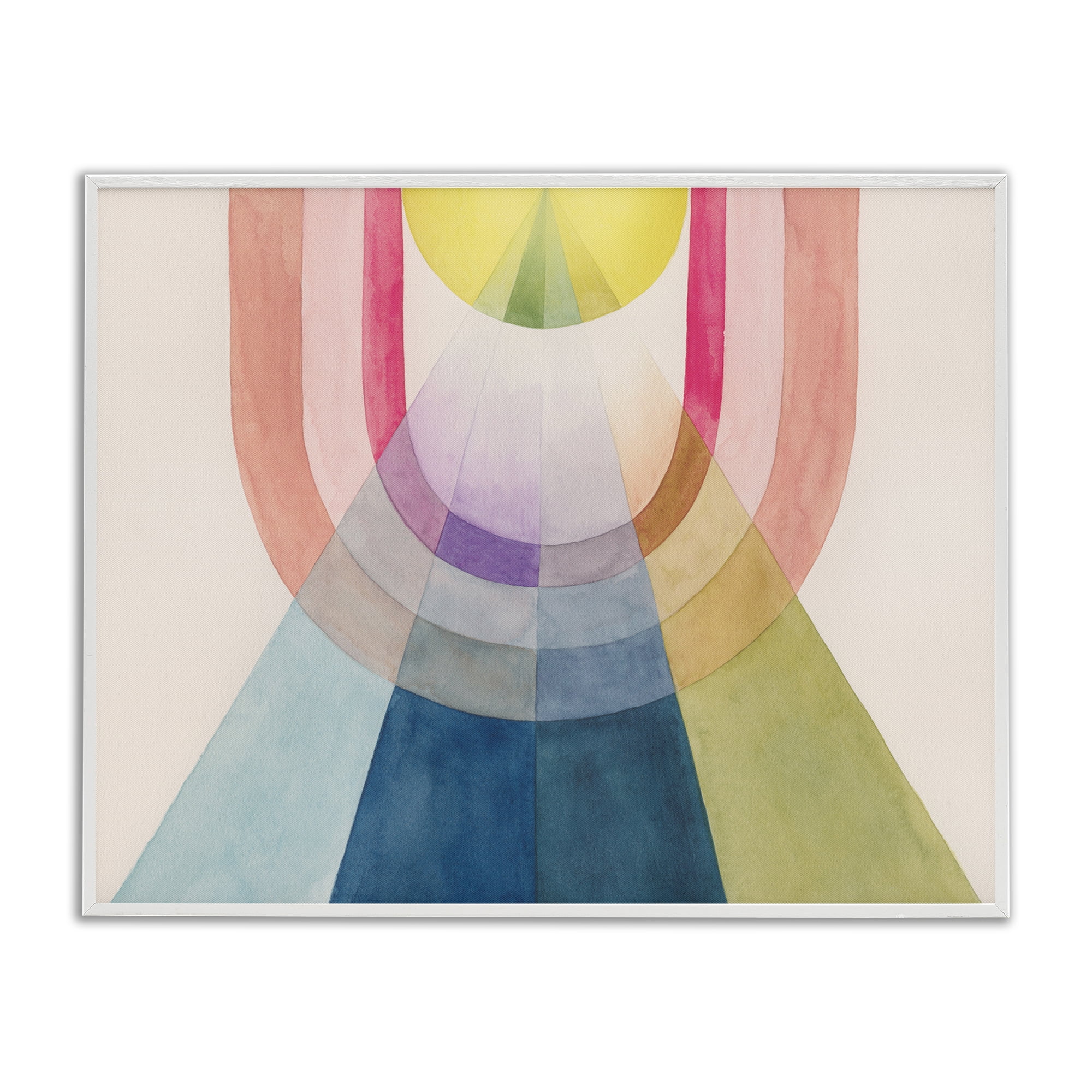 Stupell Industries Abstract Arches & Rays Abstract Painting White Framed Art Print Wall Art, 30 x 24