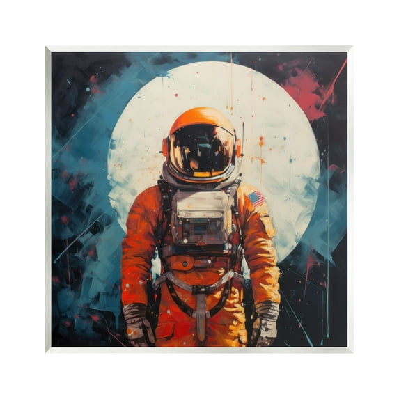 Stupell Industries Abstract Astronaut & Moon Abstract Painting Unframed Art Print Wall Art, 12 x 12