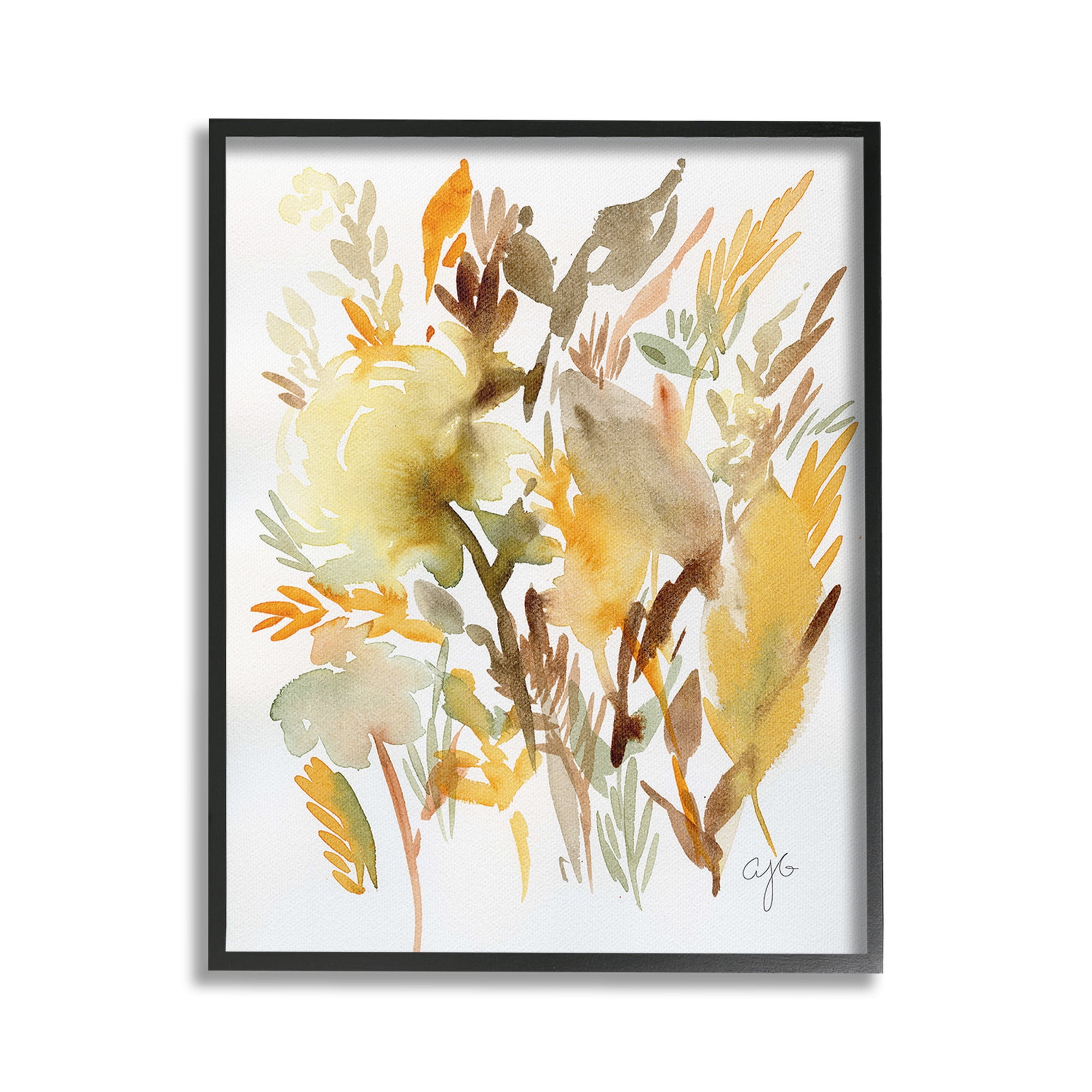 Stupell Industries Abstract Autumnal Foliage Botanical & Floral Painting Black Framed Art Print Wall Art, 16 x 20