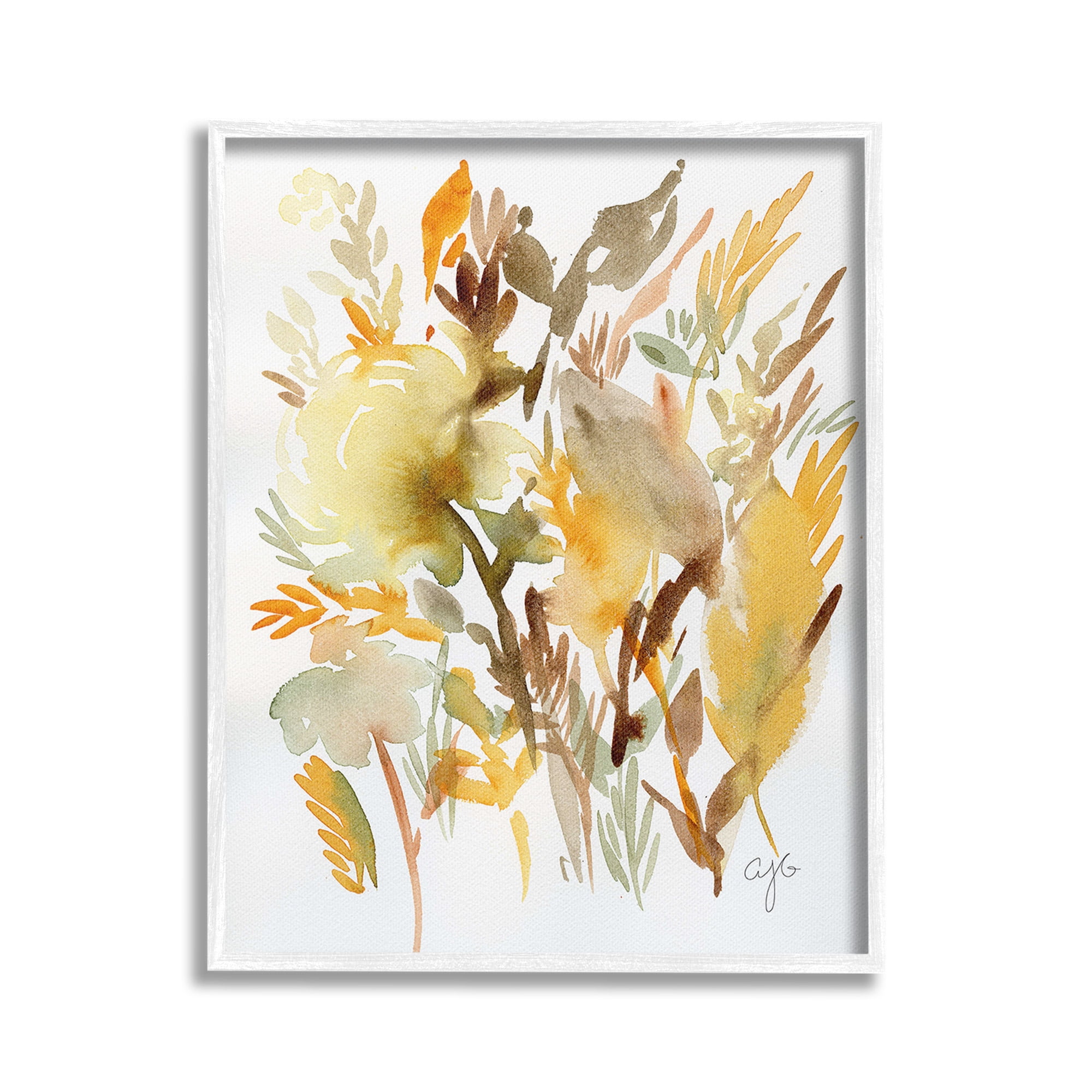 Stupell Industries Abstract Autumnal Foliage Botanical & Floral Painting White Framed Art Print Wall Art, 24 x 30