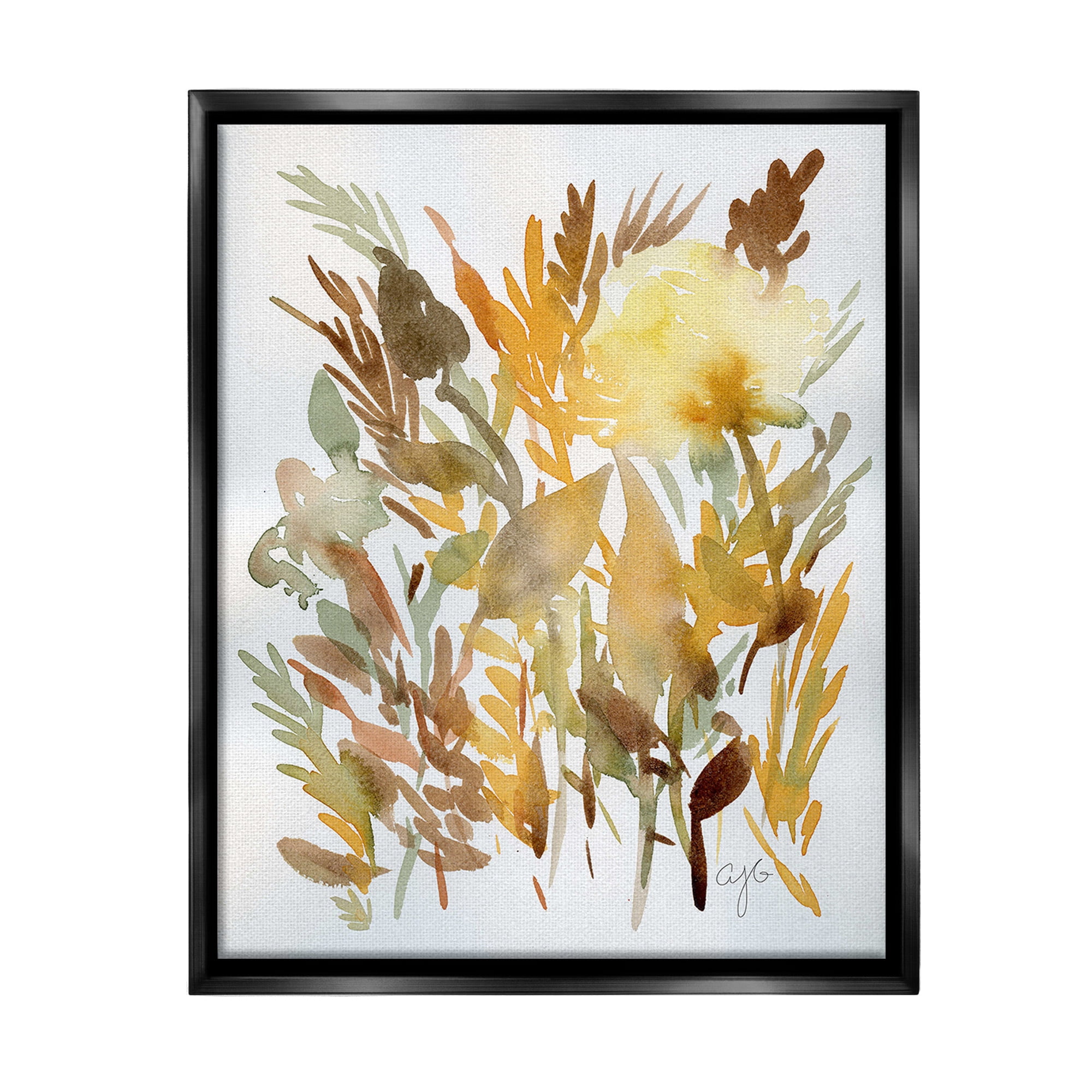 Stupell Industries Abstract Autumnal Herbs Botanical & Floral Painting Black Floater Framed Canvas Art Print Wall Art, 25 x 31
