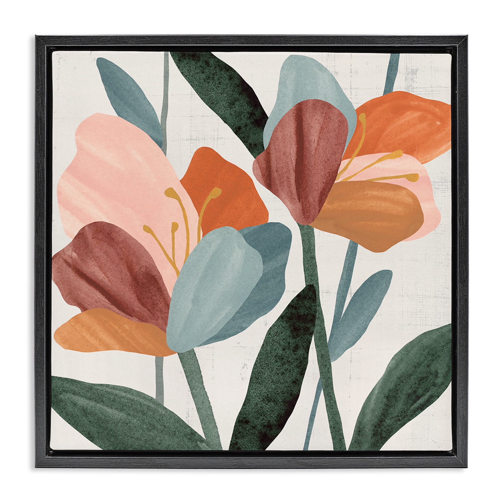 Stupell Industries Abstract Azalea Flower Petals Botanical & Floral Painting Black Floater Framed Canvas Art Print Wall Art, 25 x 25