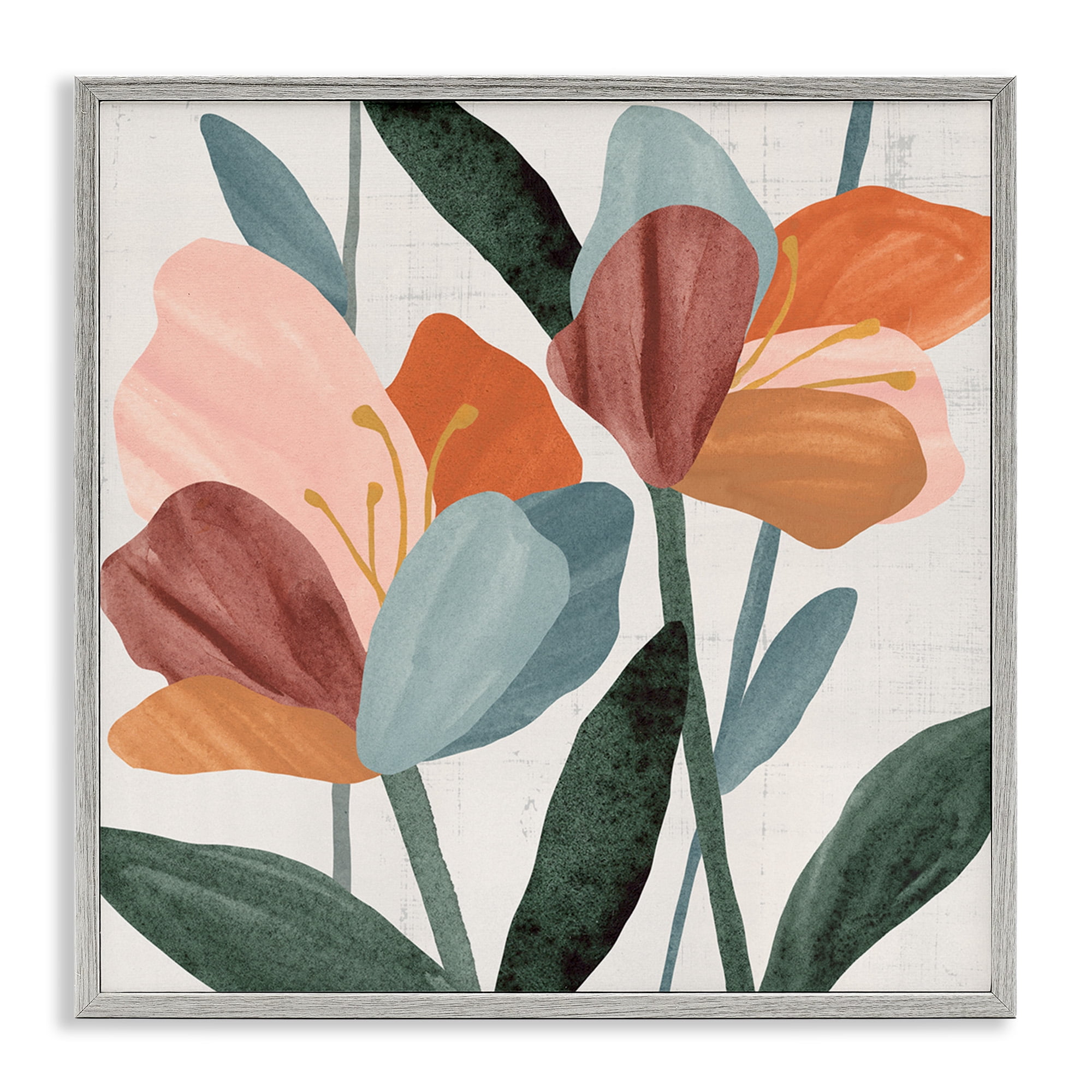 Stupell Industries Abstract Azalea Flower Petals Botanical & Floral Painting Gray Framed Art Print Wall Art, 24 x 24