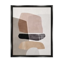 Stupell Industries Abstract Aztec Rock Stone Stack Sculpture Layered Forms Jet Black Framed Floating Canvas Wall Art, 16x20, by Nina Blue