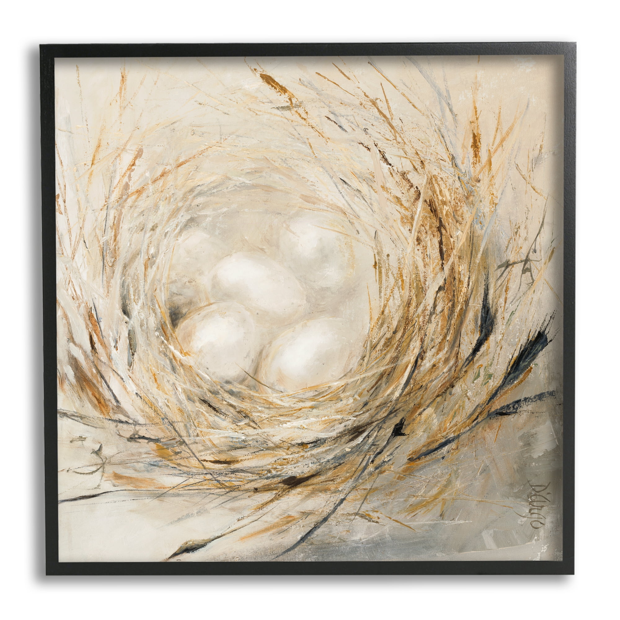 Abstract Beige and White Bird Nest Canvas Print