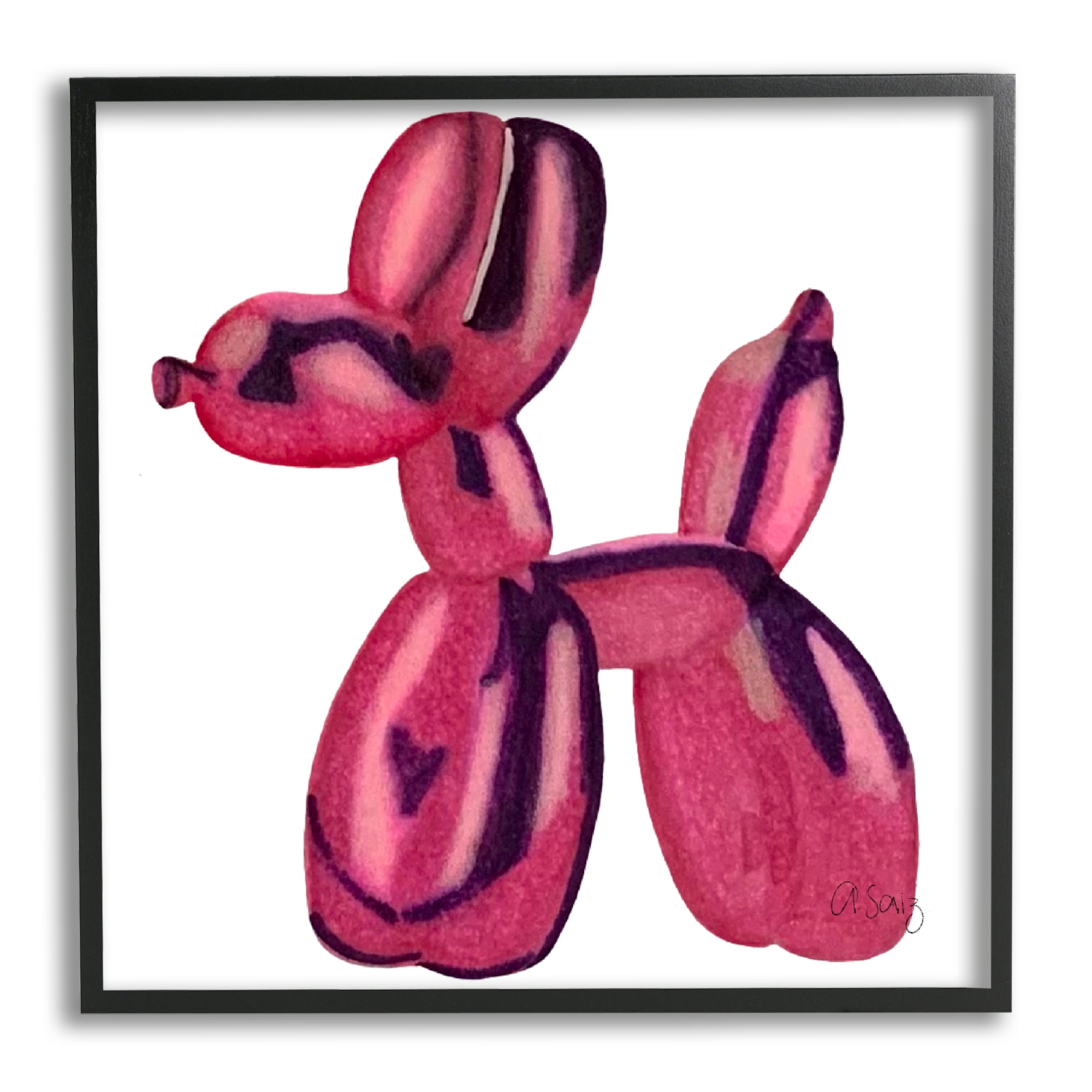 Stupell Industries Abstract Balloon Animal Abstract Painting Black Framed Art Print Wall Art, 12 x 12