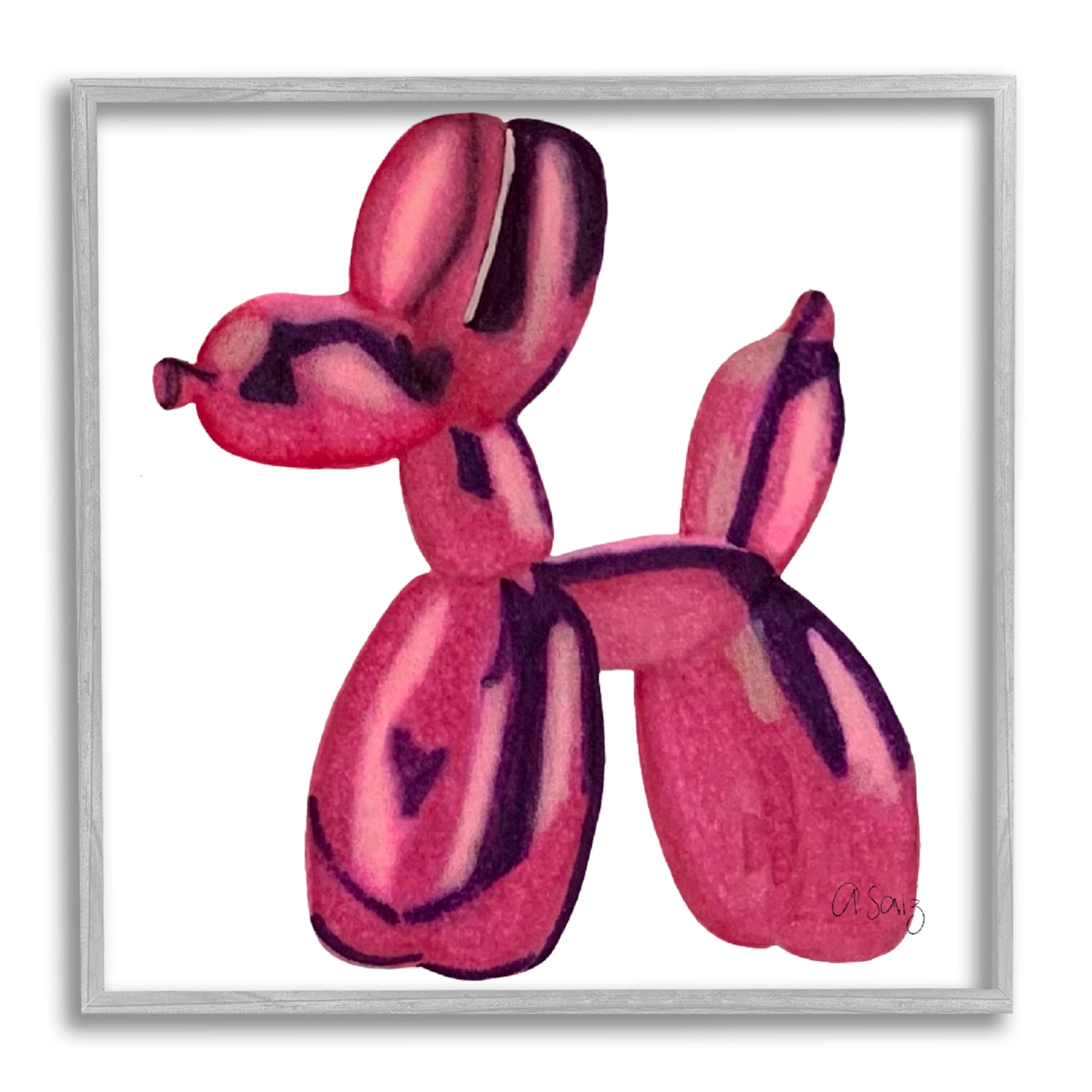 Stupell Industries Abstract Balloon Animal Abstract Painting Gray Framed Art Print Wall Art, 24 x 24