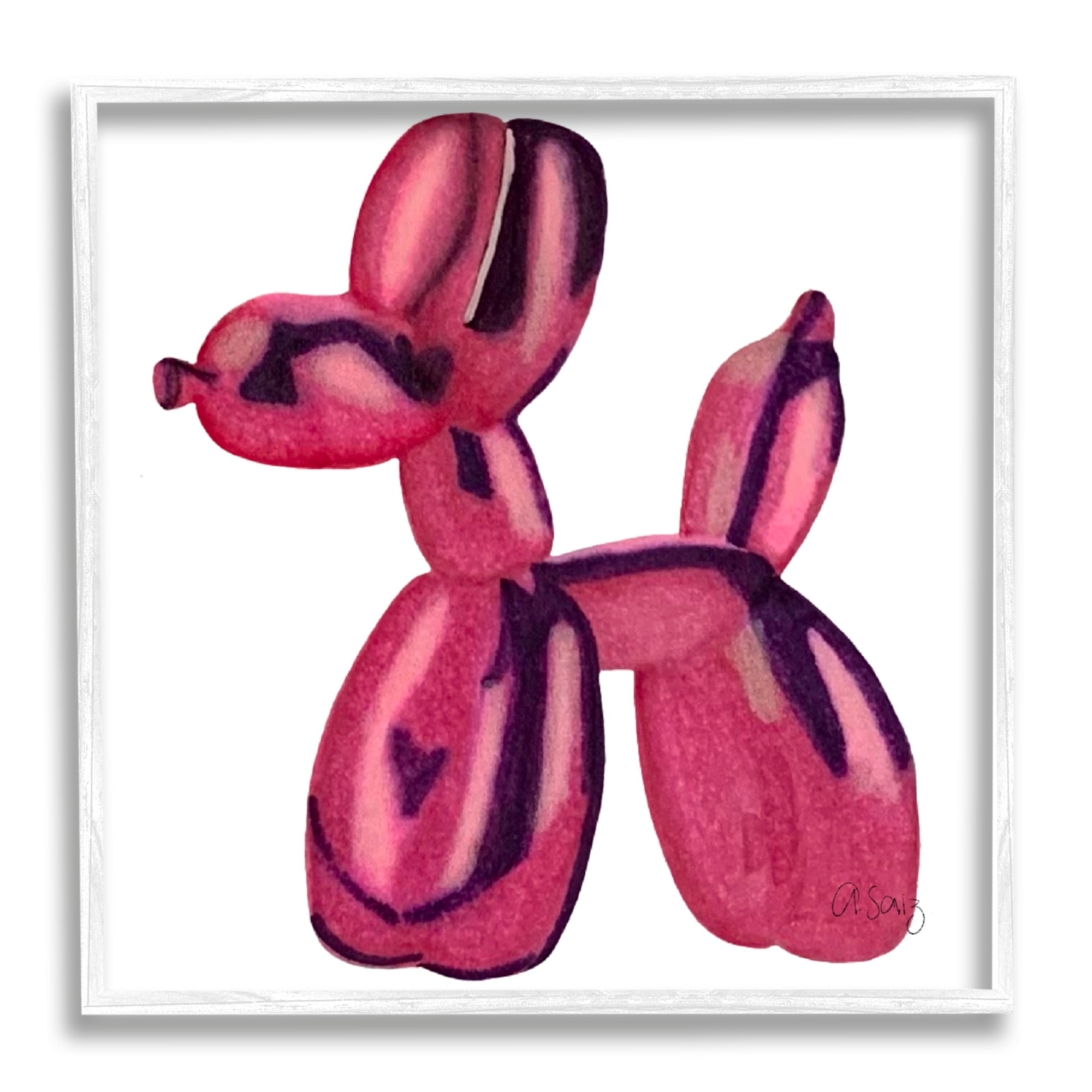 Stupell Industries Abstract Balloon Animal Abstract Painting White Framed Art Print Wall Art, 17 x 17