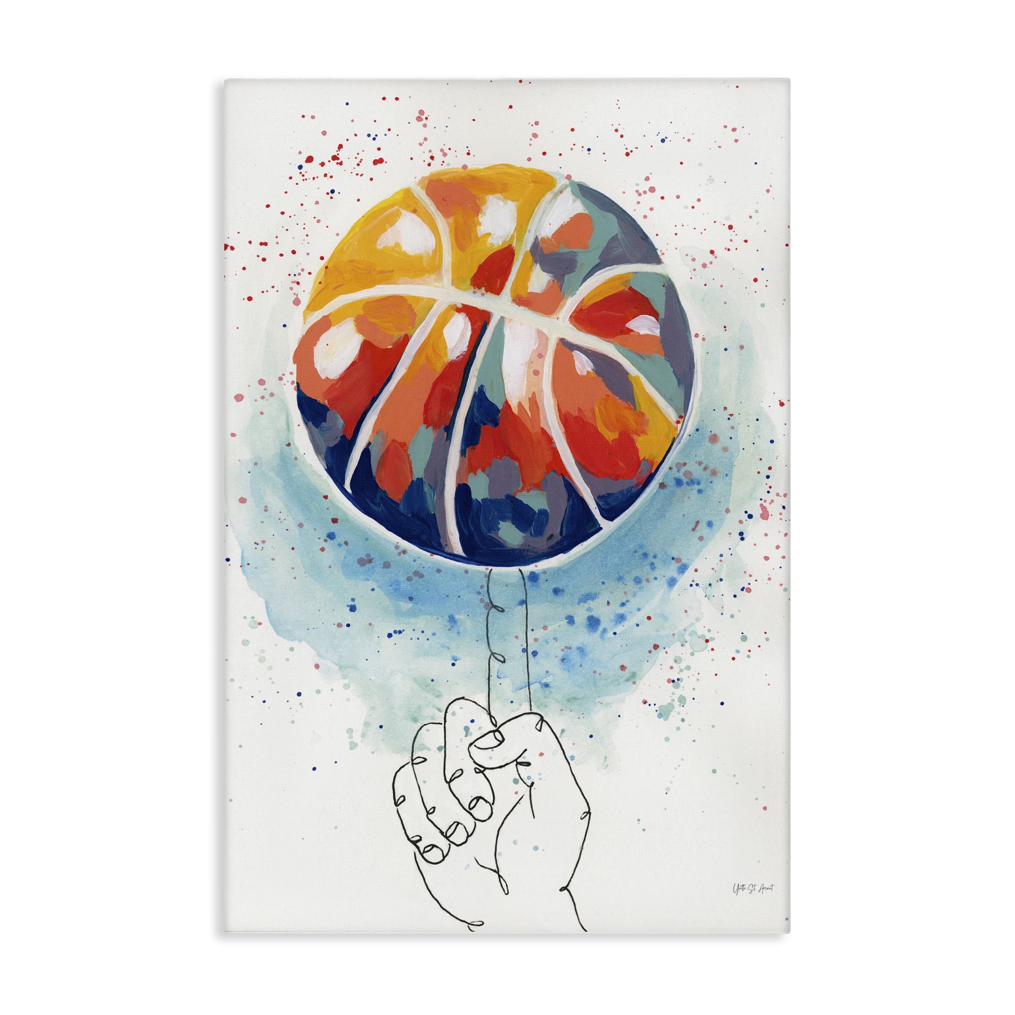 Stupell Industries Abstract Basketball Trick Sports Painting Wrapped Canvas Art Print Wall Art, 20 x 30
