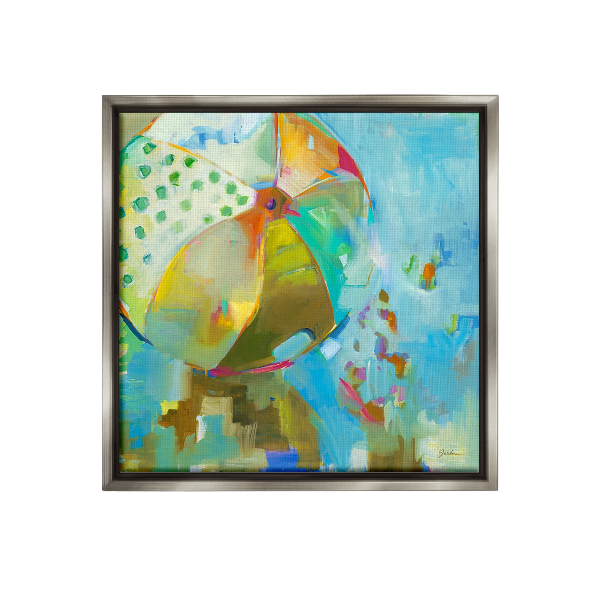 Stupell Industries Abstract Beach Ball Abstract Painting Gray Floater Framed Canvas Art Print Wall Art, 18 x 18