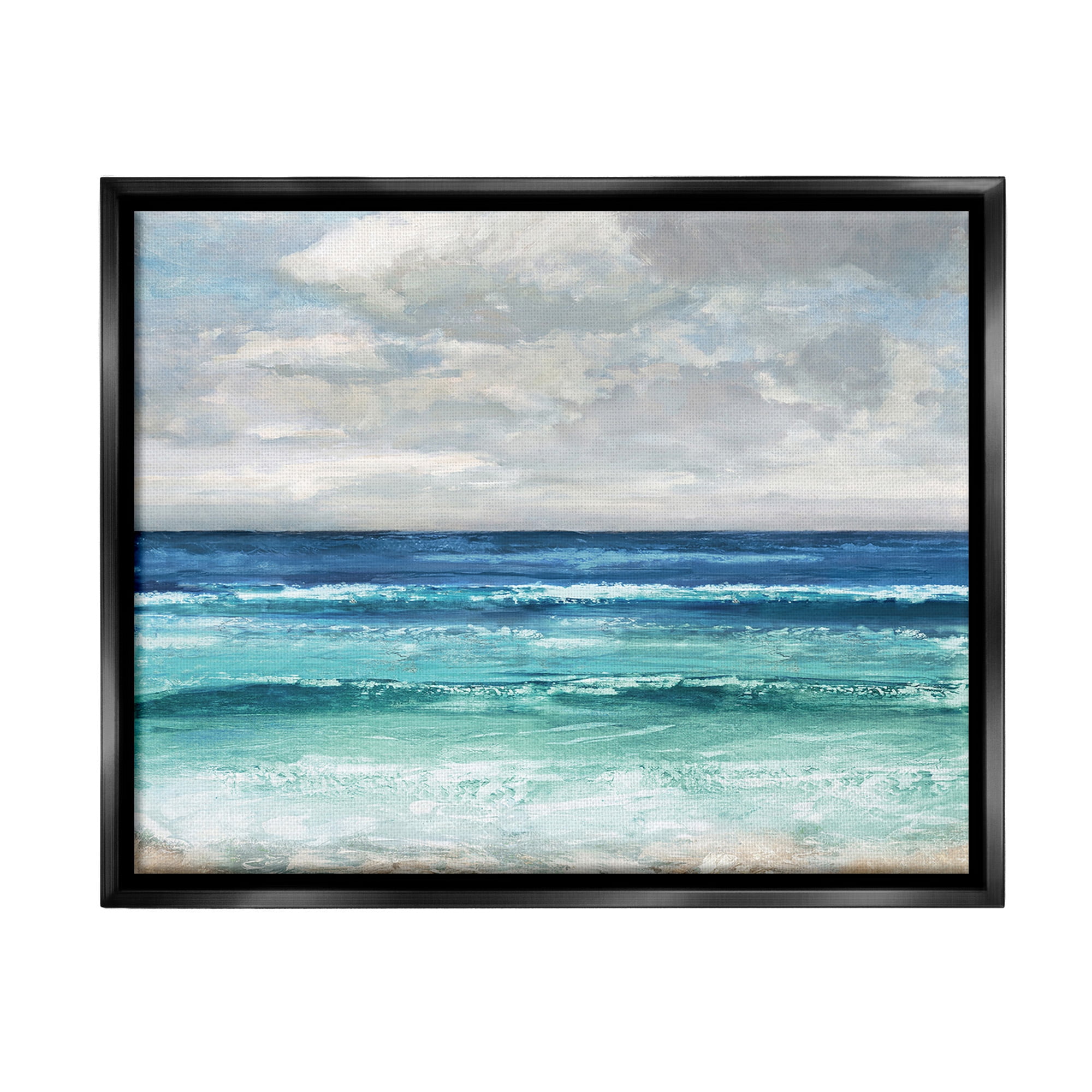 Stupell Industries Abstract Beach Clouds Landscape Painting Black Floater Framed Canvas Art Print Wall Art, 21 x 17