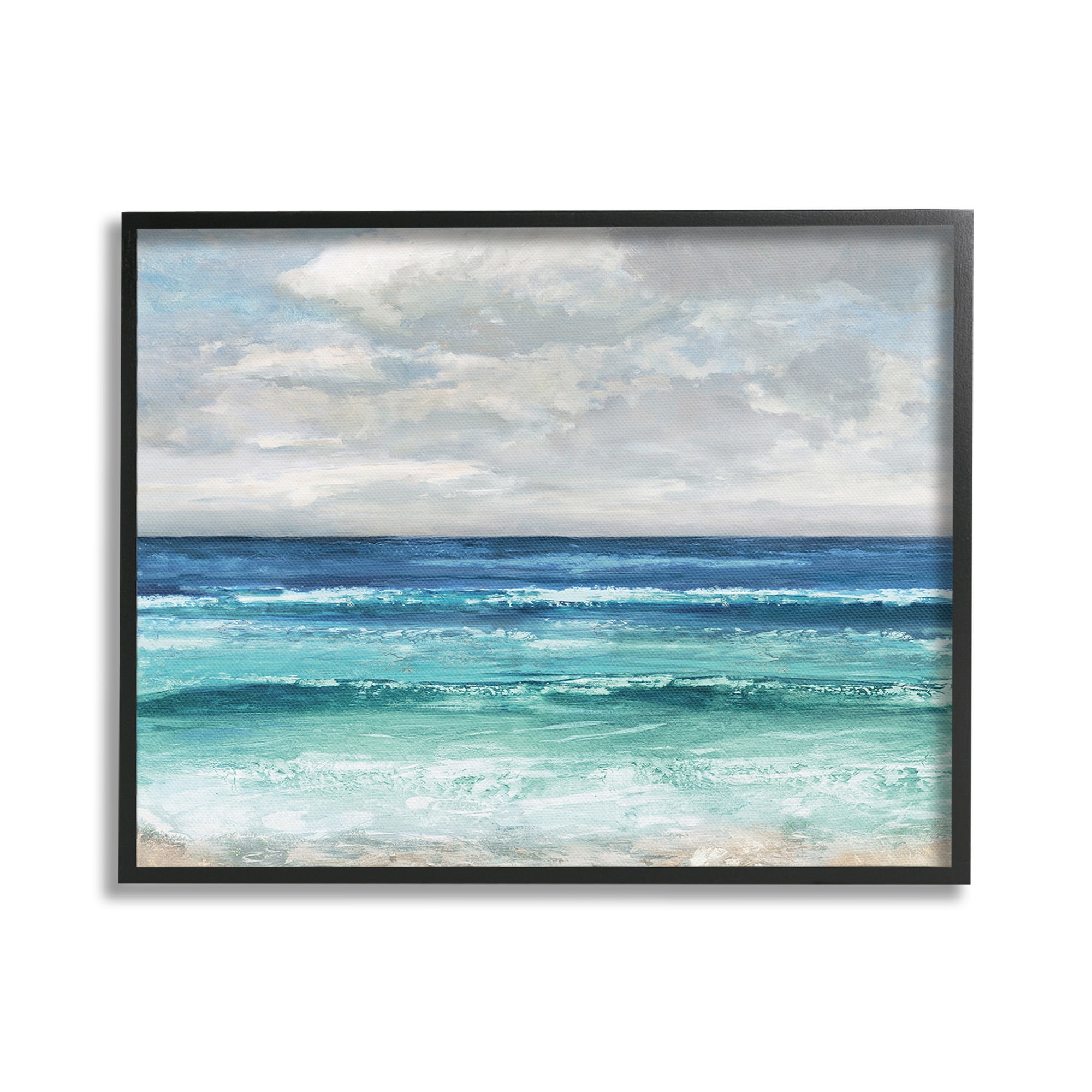 Stupell Industries Abstract Beach Clouds Landscape Painting Black Framed Art Print Wall Art, 30 x 24