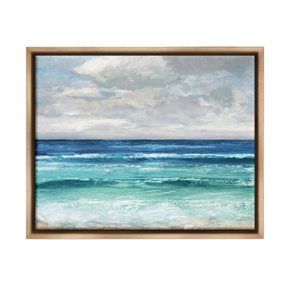 Stupell Industries Abstract Beach Clouds Landscape Painting Brown Floater Framed Canvas Art Print Wall Art, 31 x 25