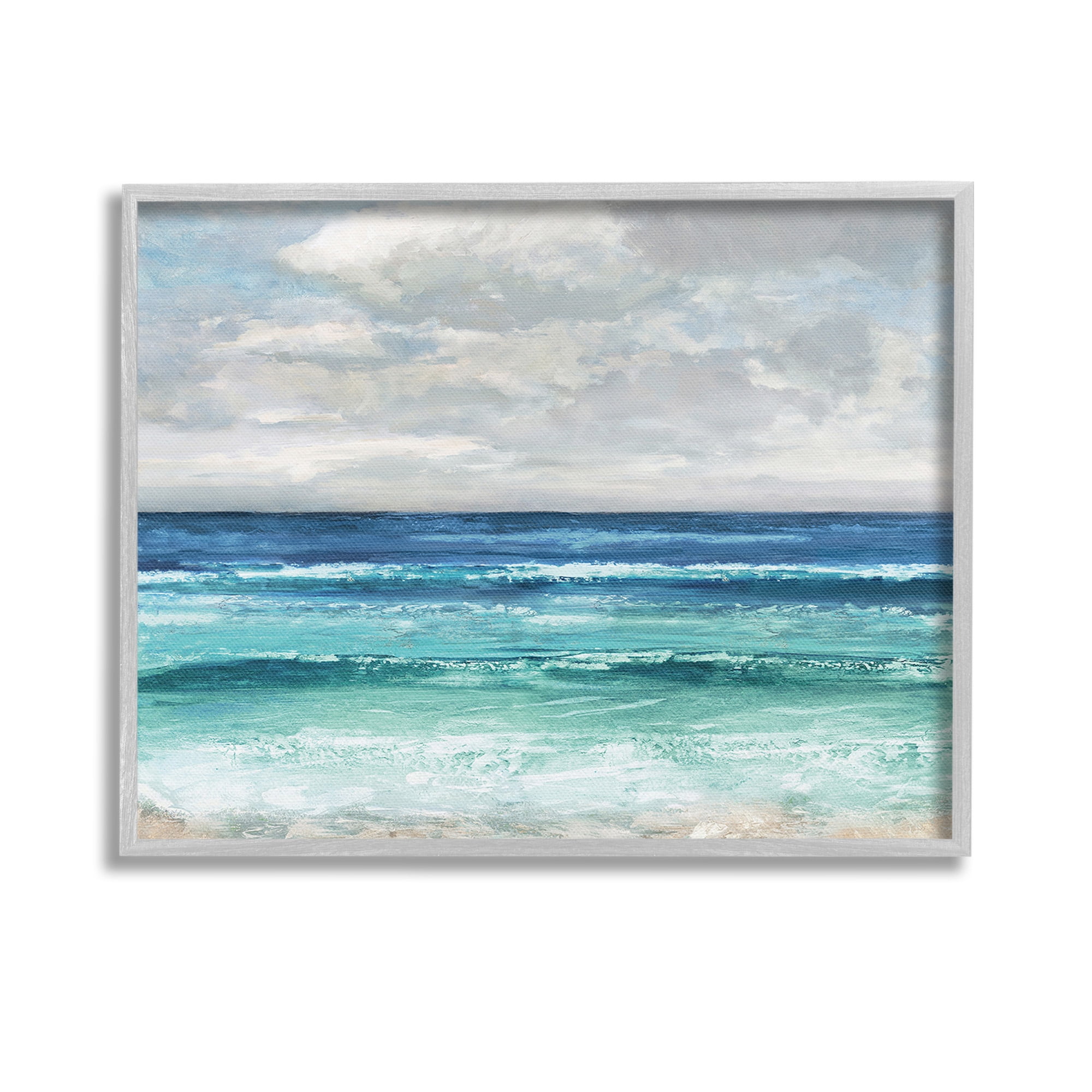 Stupell Industries Abstract Beach Clouds Landscape Painting Gray Framed Art Print Wall Art, 14 x 11