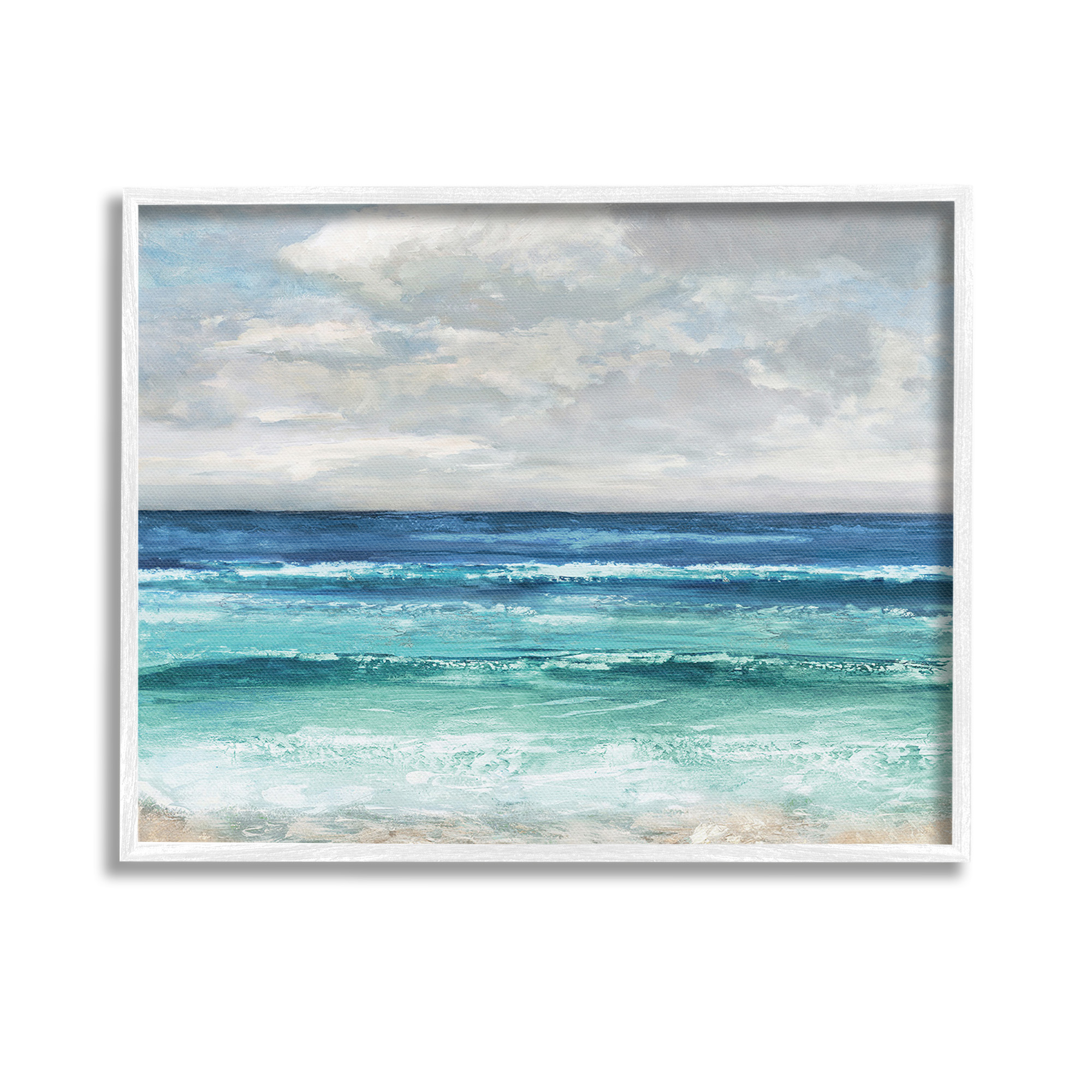 Stupell Industries Abstract Beach Clouds Landscape Painting White Framed Art Print Wall Art, 14 x 11