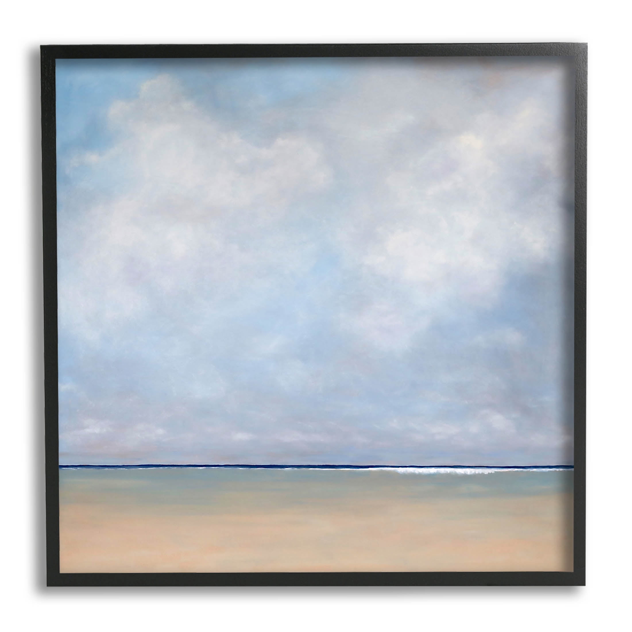 Stupell Industries Abstract Beach Clouds Ocean Horizon Painting Black Framed Art Print Wall Art, Design by Catherine Andersen