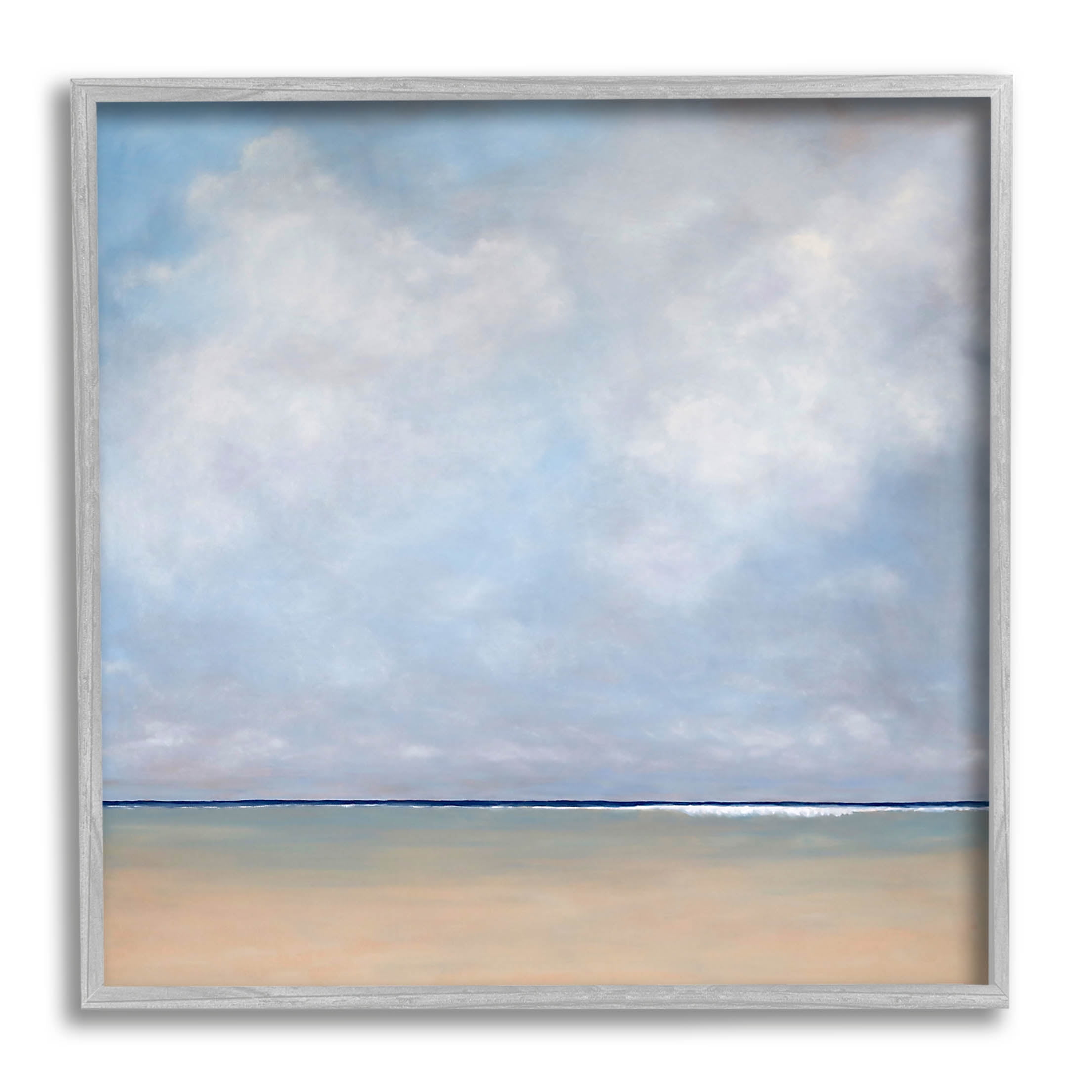 Stupell Industries Abstract Beach Clouds Ocean Horizon Painting Gray Framed Art Print Wall Art, Design by Catherine Andersen