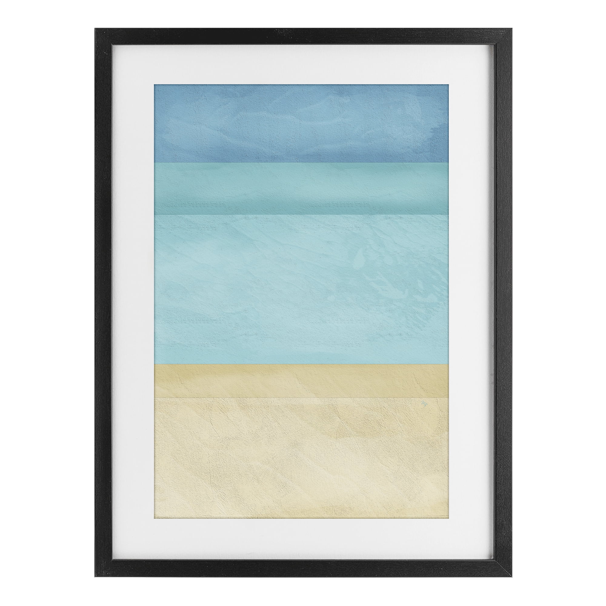 Stupell Industries Abstract Beach Coastal Color Block Black Framed Print Under Glass, design by Martina Pavlova