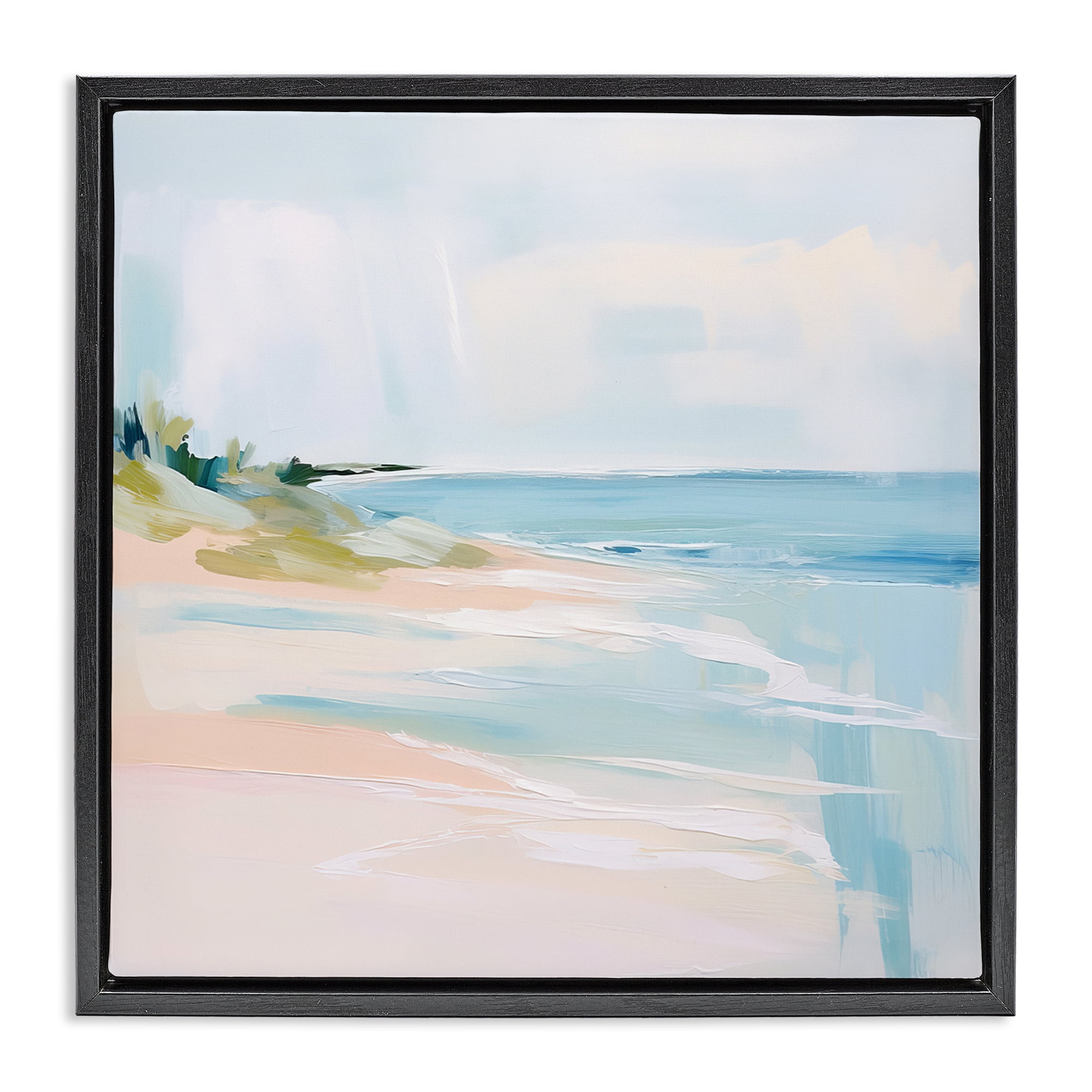Stupell Industries Abstract Beach Edge Abstract Painting Black Floater Framed Canvas Art Print Wall Art, 18 x 18