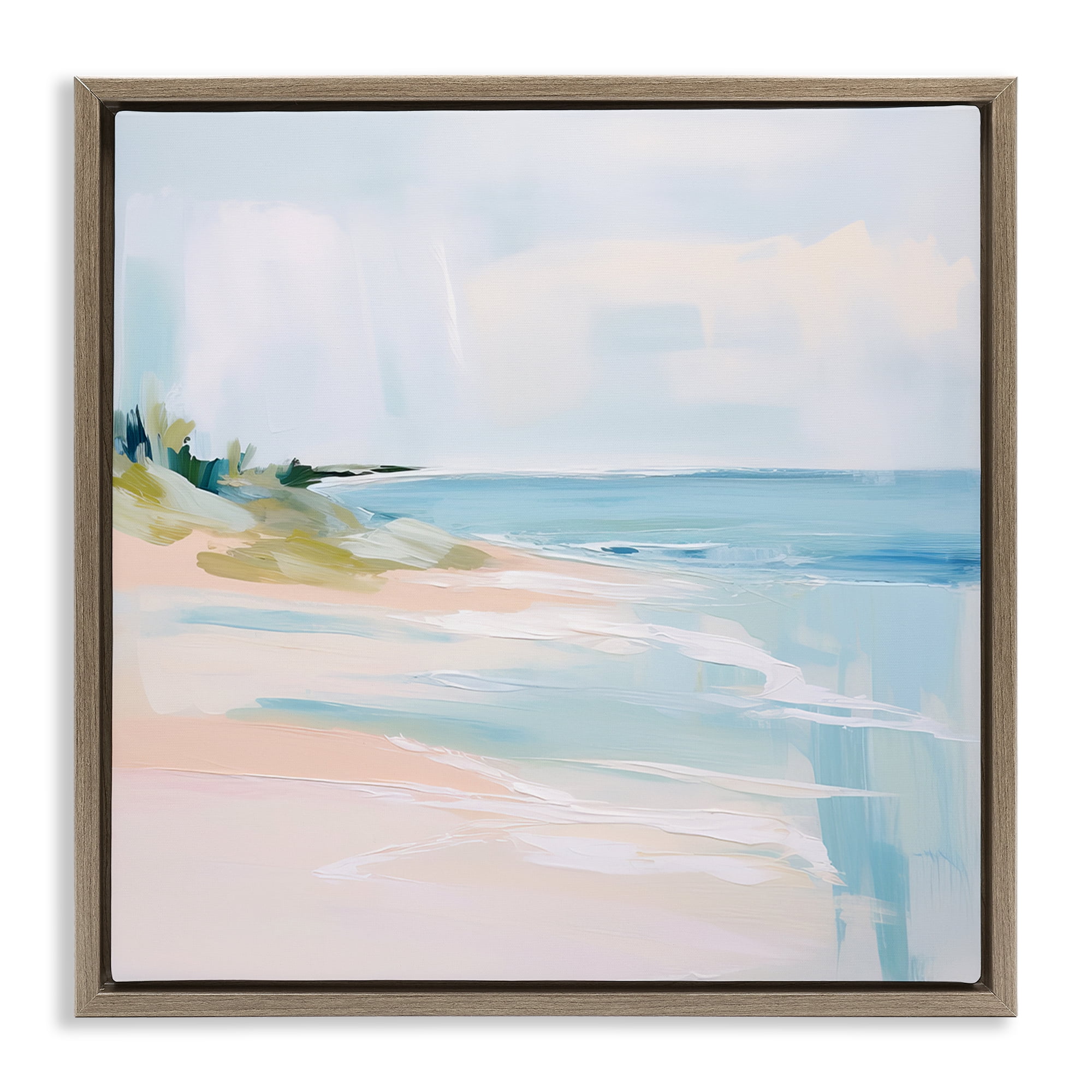 Stupell Industries Abstract Beach Edge Abstract Painting Brown Floater Framed Canvas Art Print Wall Art, 18 x 18