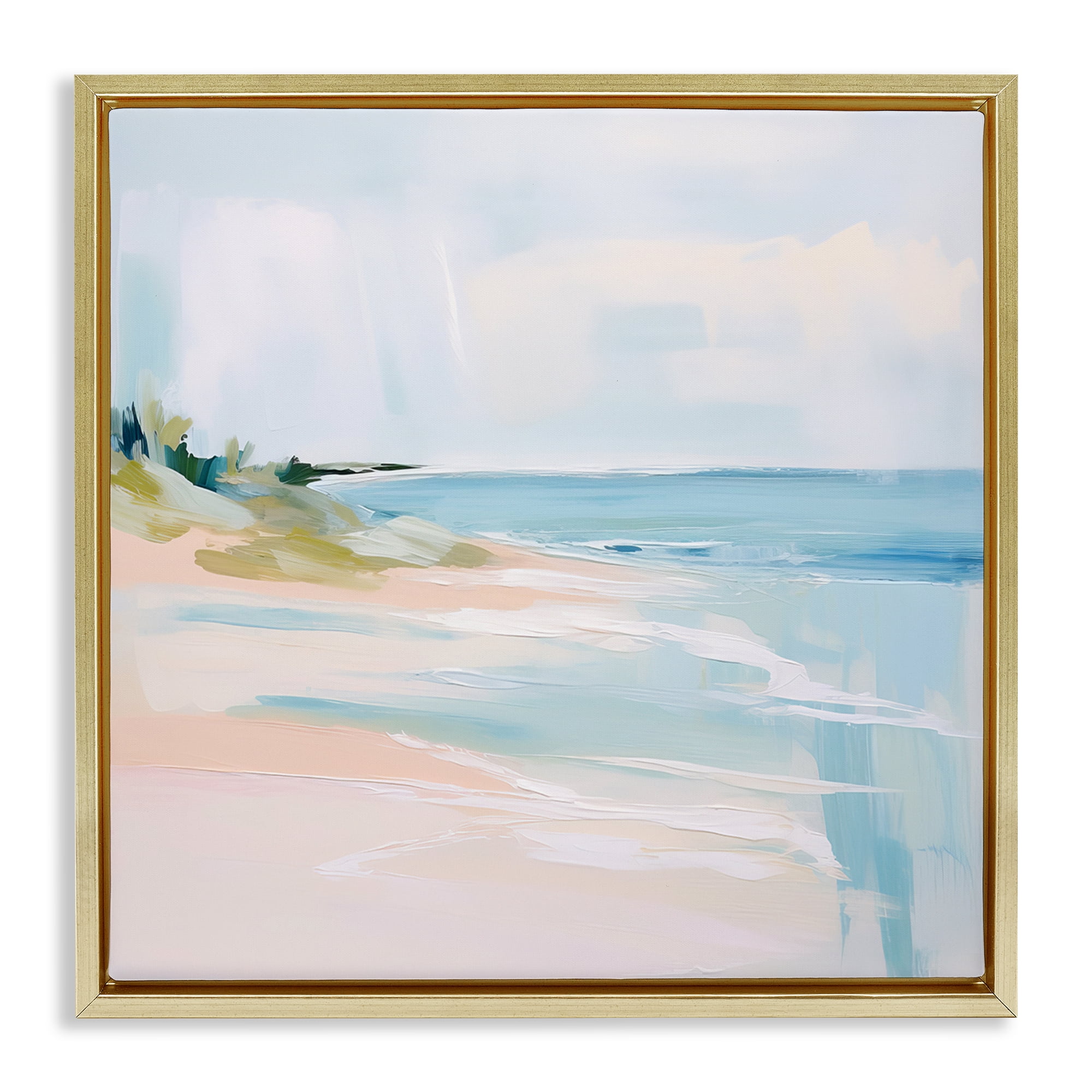 Stupell Industries Abstract Beach Edge Abstract Painting Gold Floater Framed Canvas Art Print Wall Art, 18 x 18