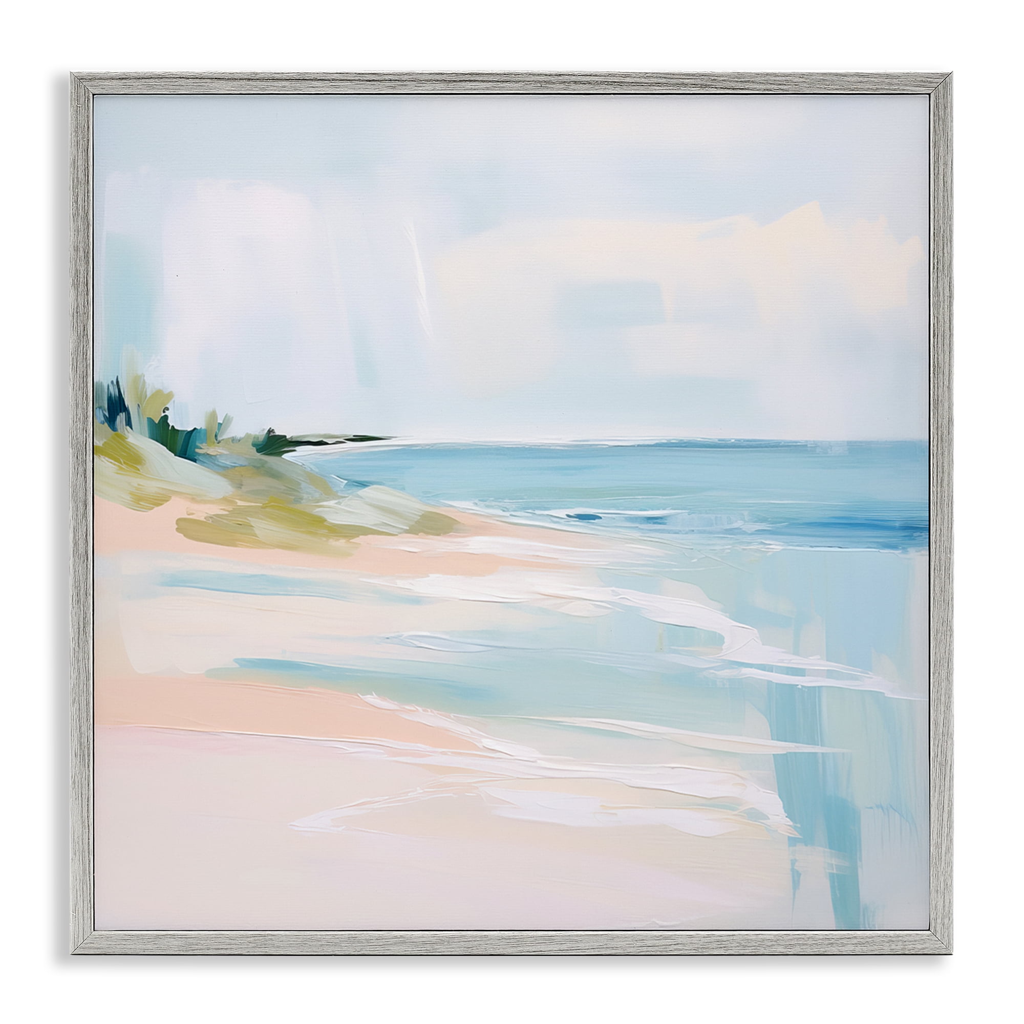 Stupell Industries Abstract Beach Edge Abstract Painting Gray Framed Art Print Wall Art, 17 x 17