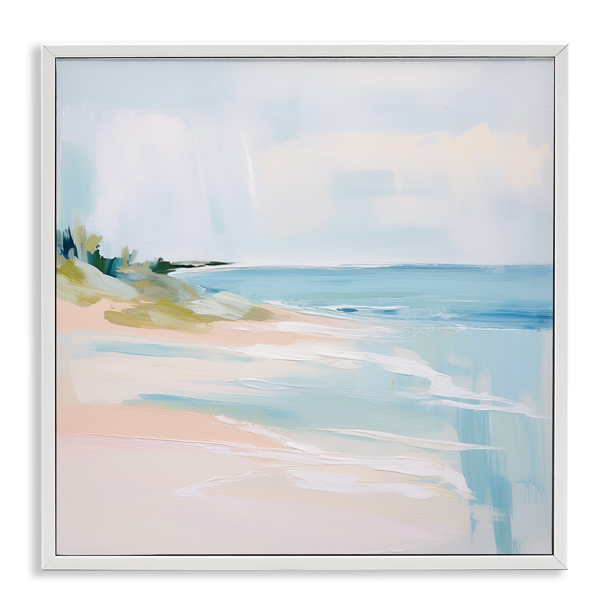 Stupell Industries Abstract Beach Edge Abstract Painting White Framed Art Print Wall Art, 24 x 24