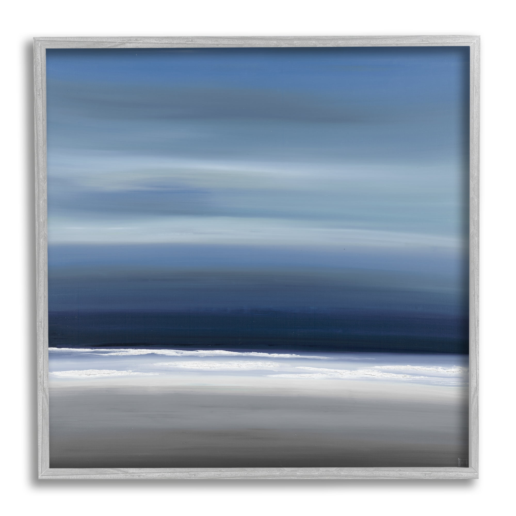Stupell Industries Abstract Beach Gradient Abstract Painting Gray Framed Art Print Wall Art, 24 x 24
