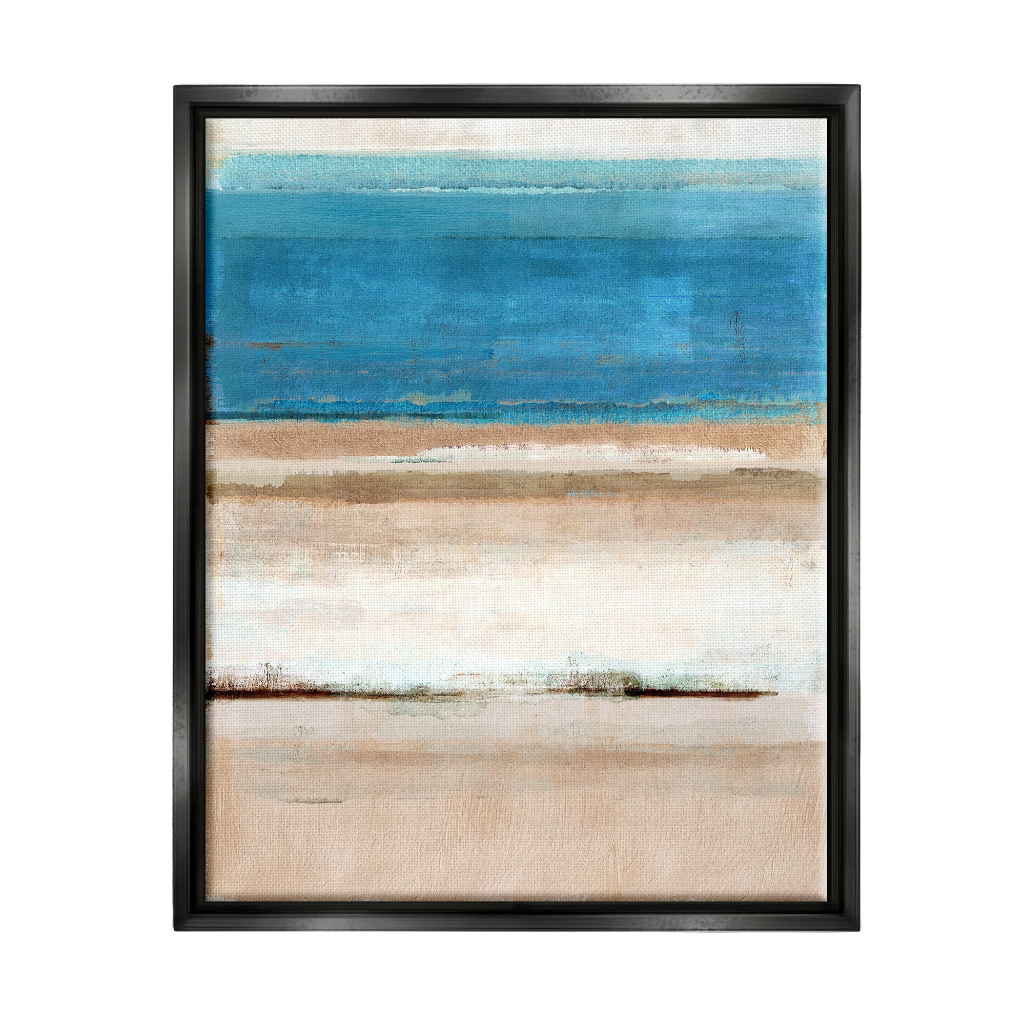 Stupell Industries Abstract Beach Landscape Abstract Painting Black Floater Framed Canvas Art Print Wall Art, 25 x 31