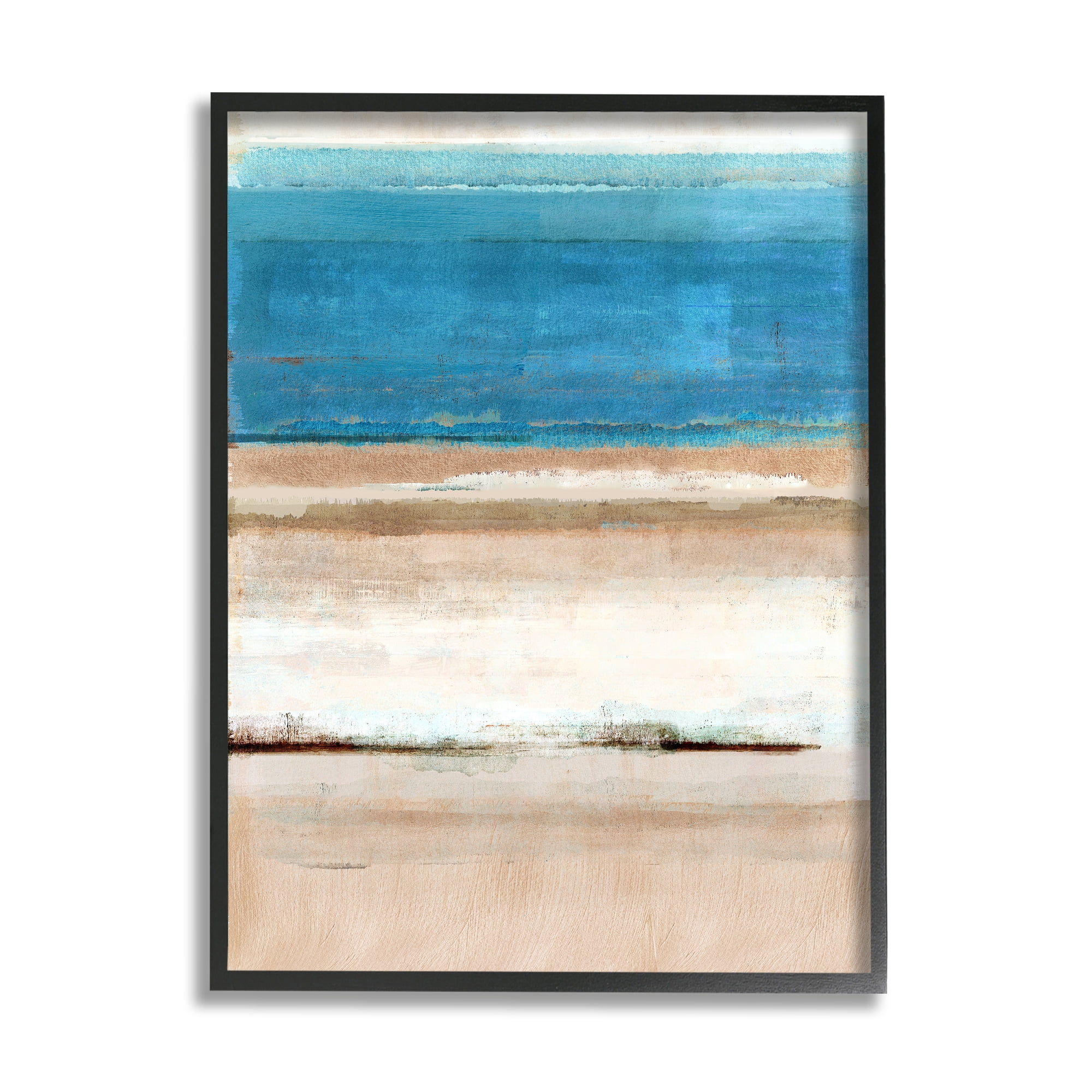 Stupell Industries Abstract Beach Landscape Abstract Painting Black Framed Art Print Wall Art, 11 x 14