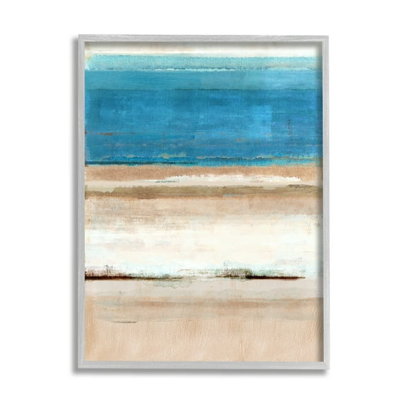 Stupell Industries Abstract Beach Landscape Abstract Painting Gray Framed Art Print Wall Art, 24 x 30